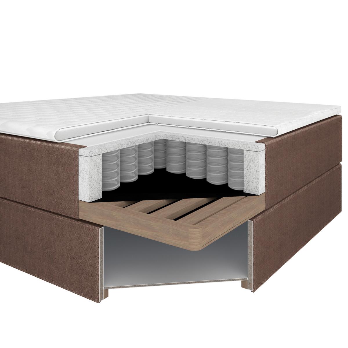 Americká posteľ LILY 180x200 cm, s topperom, béžová - čierna/béžová, Modern, drevo/textil (180/200cm) - Bessagi Home