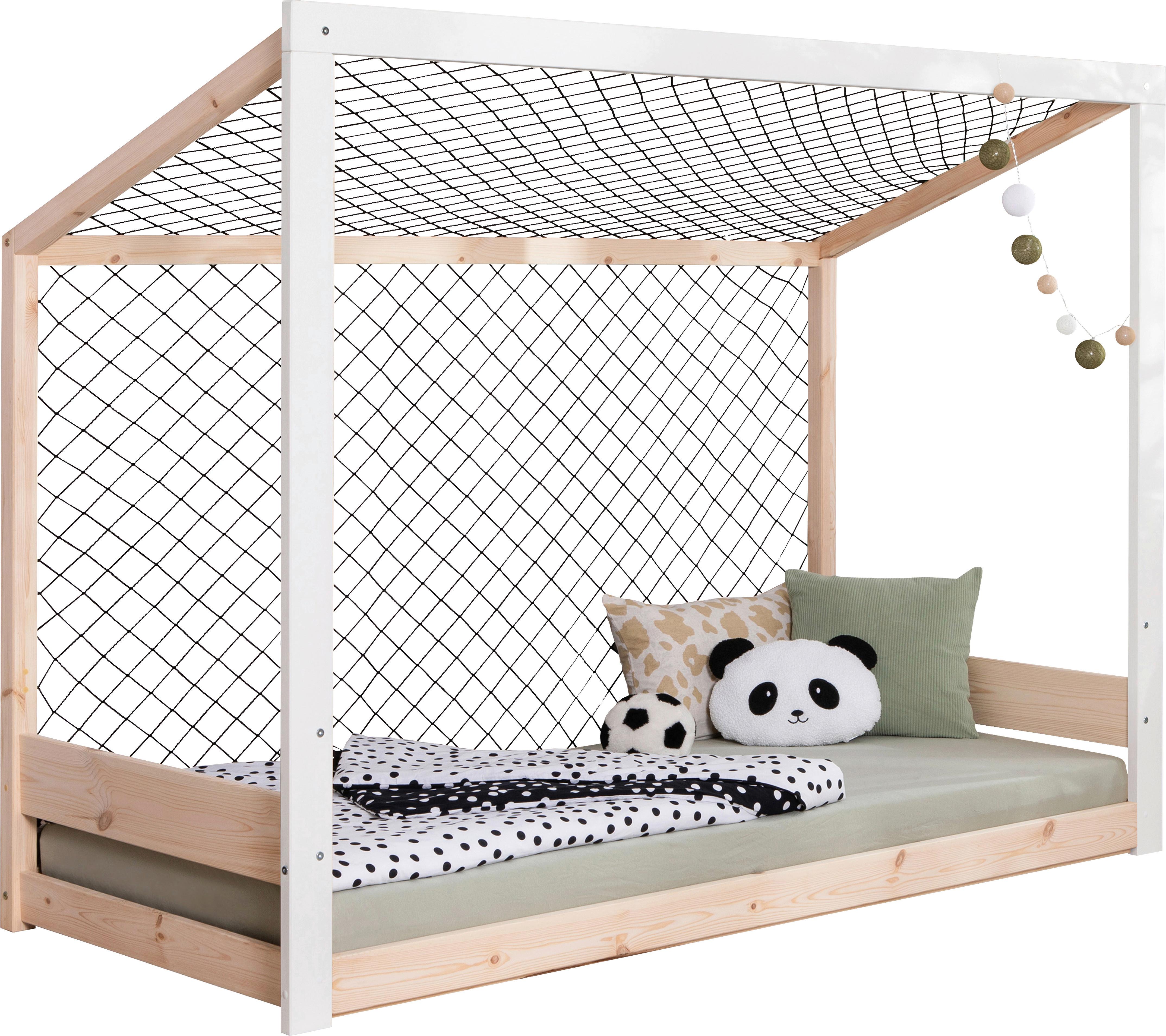Bodenbett mit Matratze 90x200 cm Naturfarben/Weiß - Naturfarben/Weiß, MODERN, Holz/Textil (90/200cm) - MID.YOU