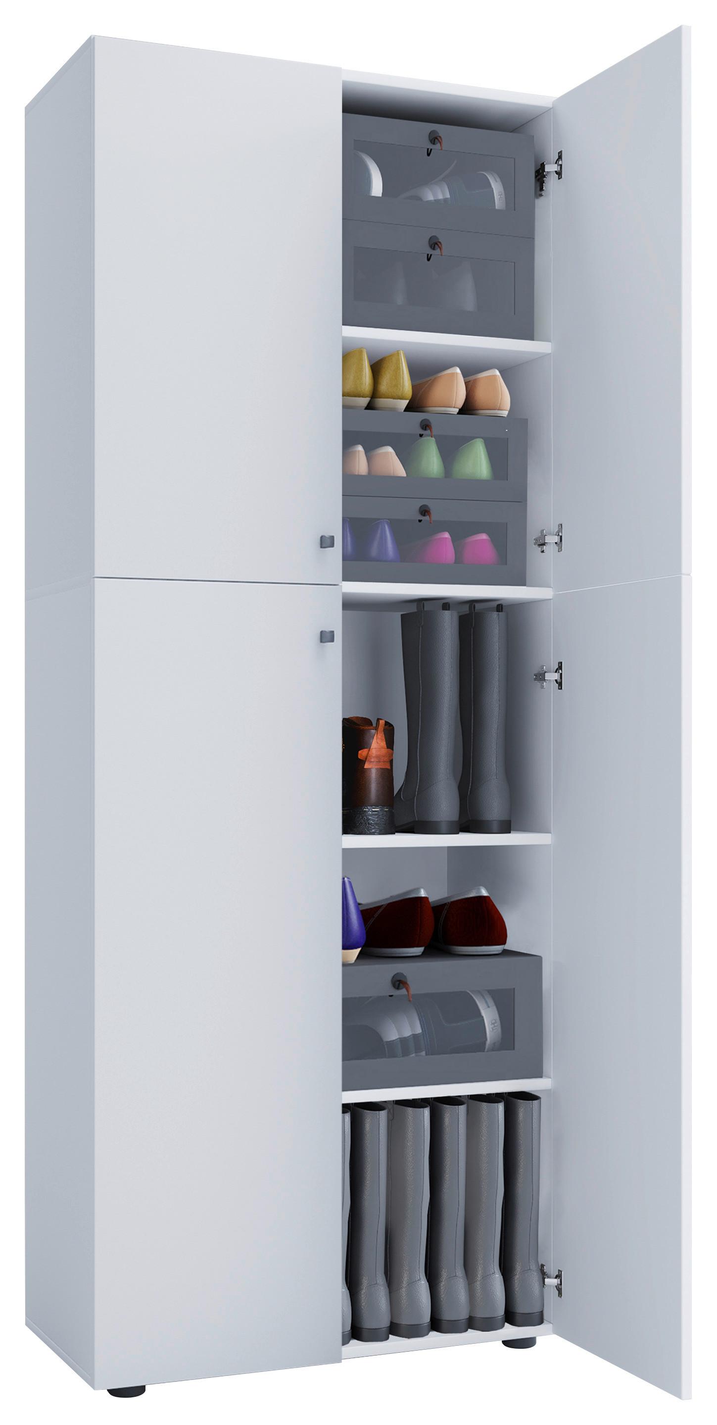 Skrinka na topánky LONA š: 70cm biela - čierna/biela, Konventionell, kompozitné drevo/plast (70/182/37cm) - MID.YOU