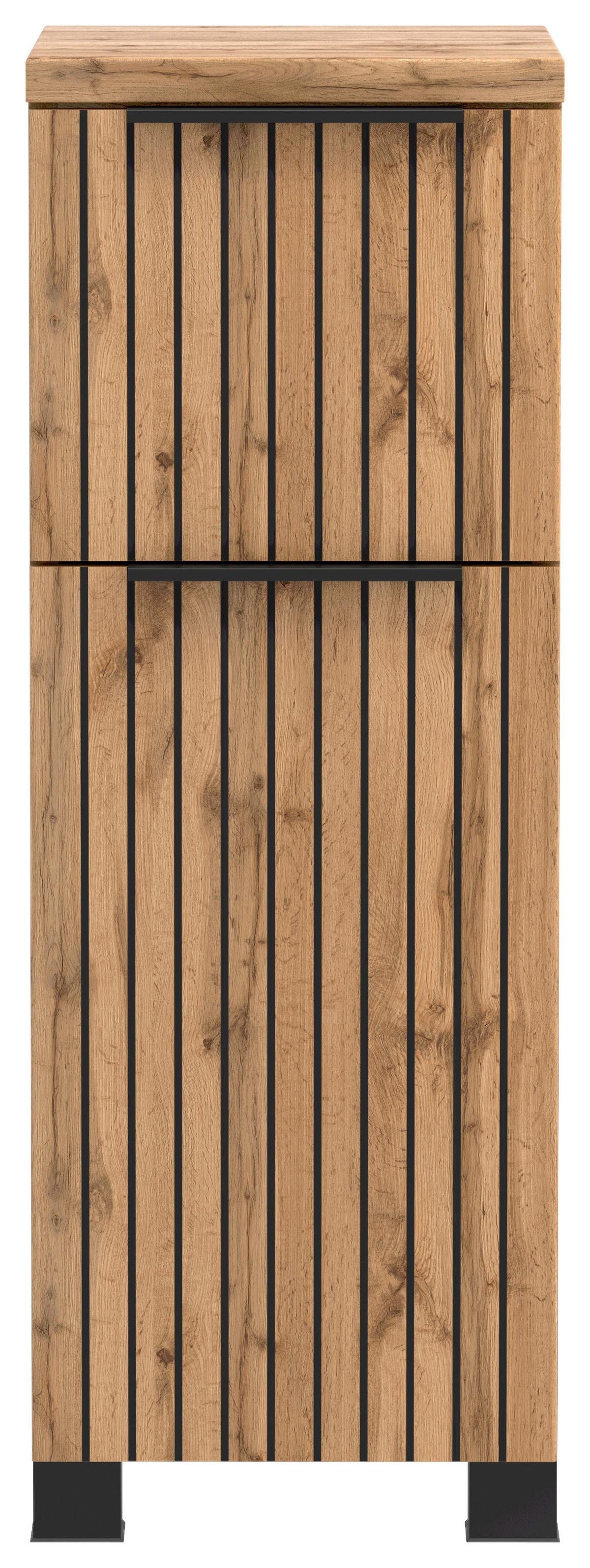 Unterschrank Chester B: 30 cm Eiche Wotan Dekor/Schwarz - Eiche Wotan/Schwarz, MODERN, Holzwerkstoff (30/79/35cm) - Held