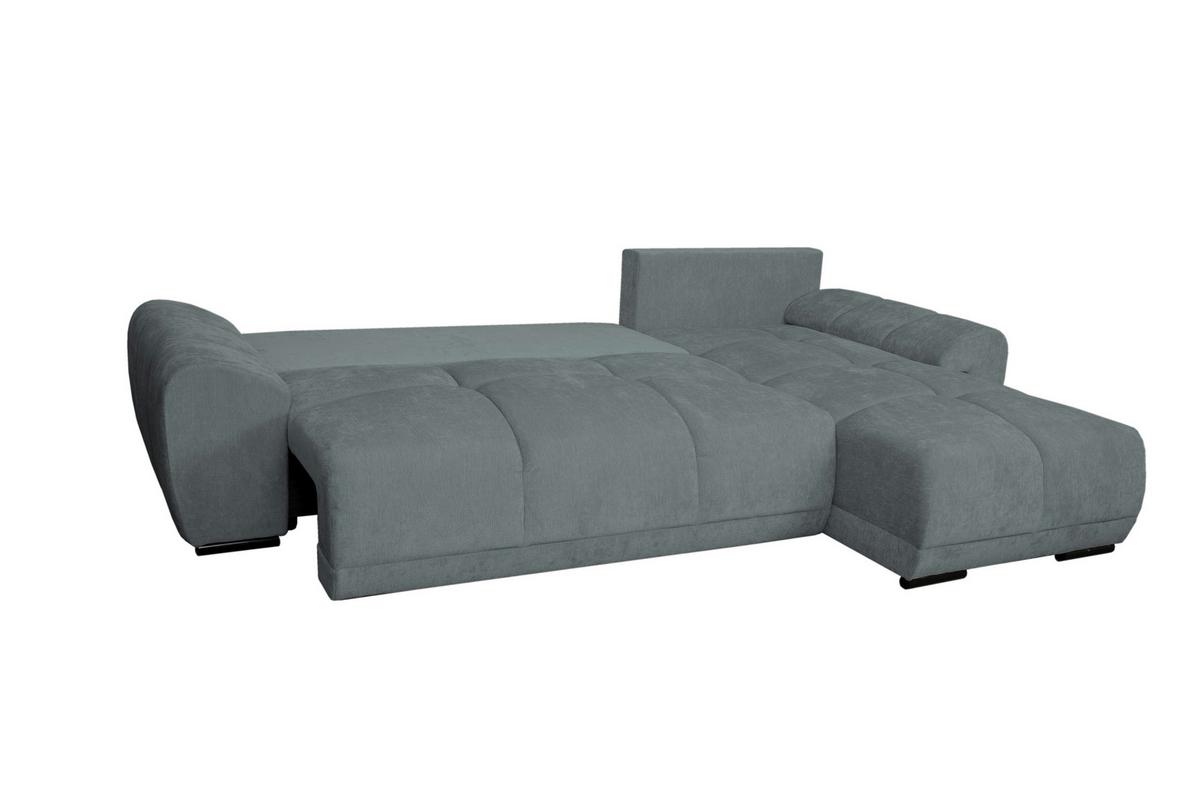 Rohová sedačka BONN, oboustranná, šedá žinylka - šedá/černá, Moderní, textil/plast (296/182cm)