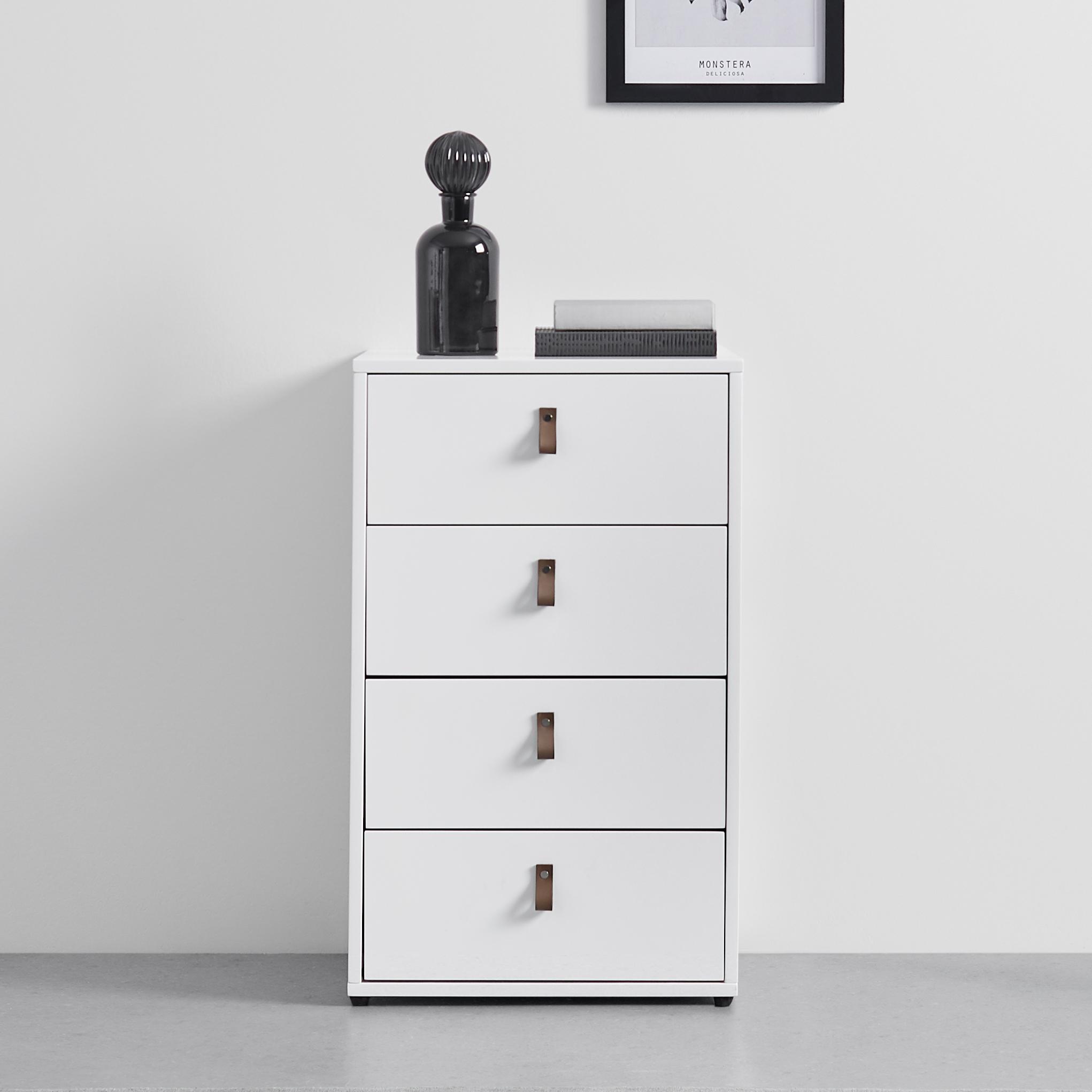 Komoda Mick - bílá/černá, Moderní, kompozitní dřevo/plast (46/77/40cm) - Modern Living