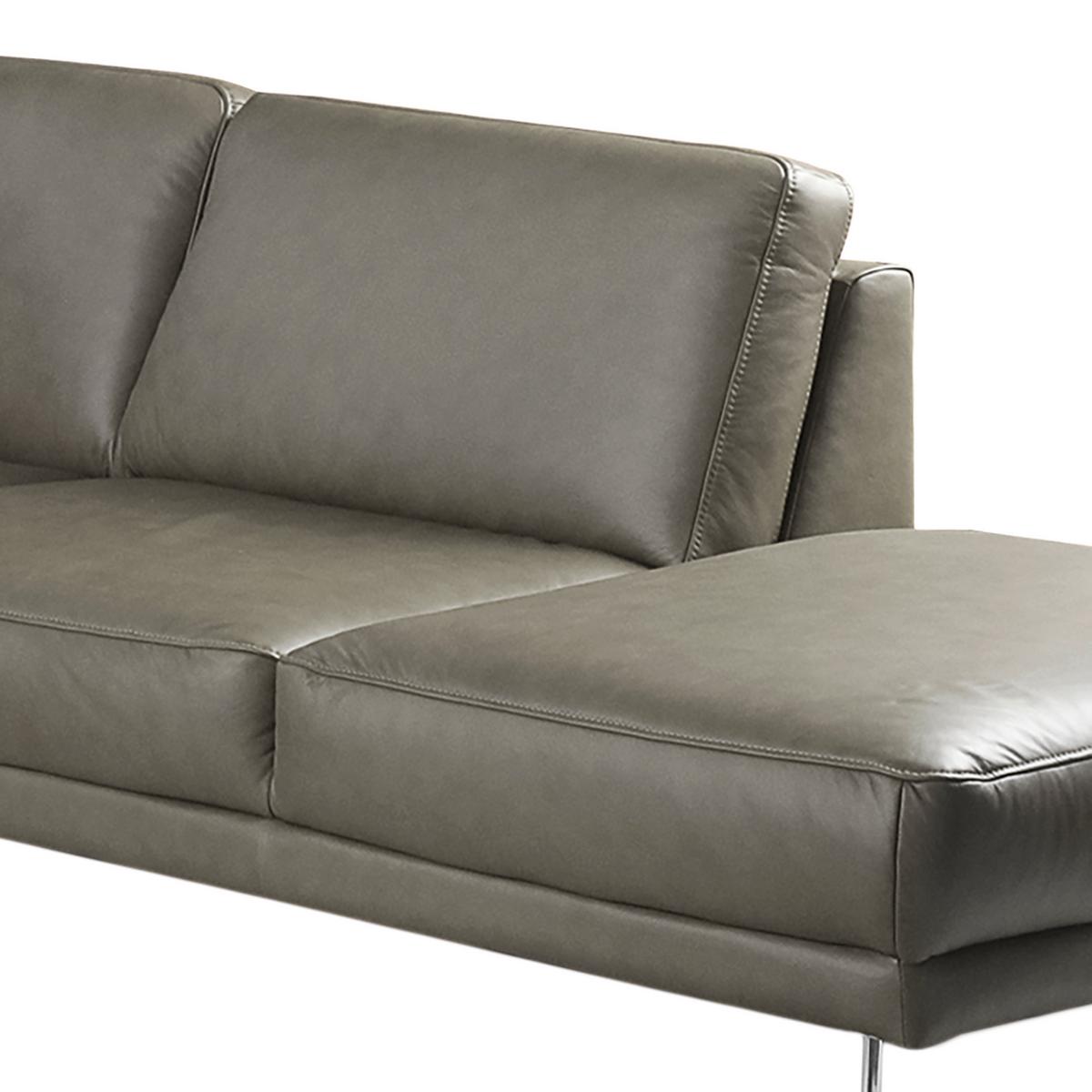 Ecksofa Spring Grau Chrom S: 273x250 Cm - Chromfarben/Grau, Design, Leder (273/250cm) - Livetastic