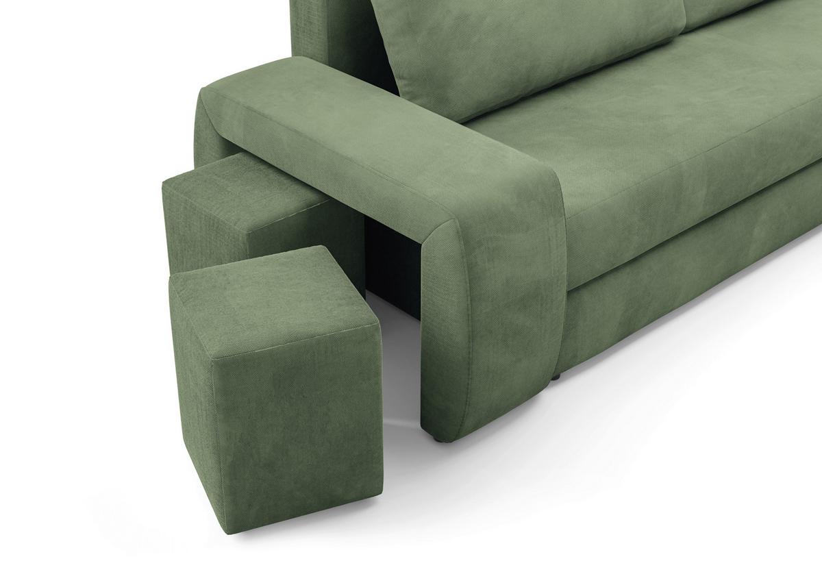 Schlafsofa Ines Grün B: 258cm - Schwarz/Grün, Design, Textil (258/98/95cm) - Livetastic