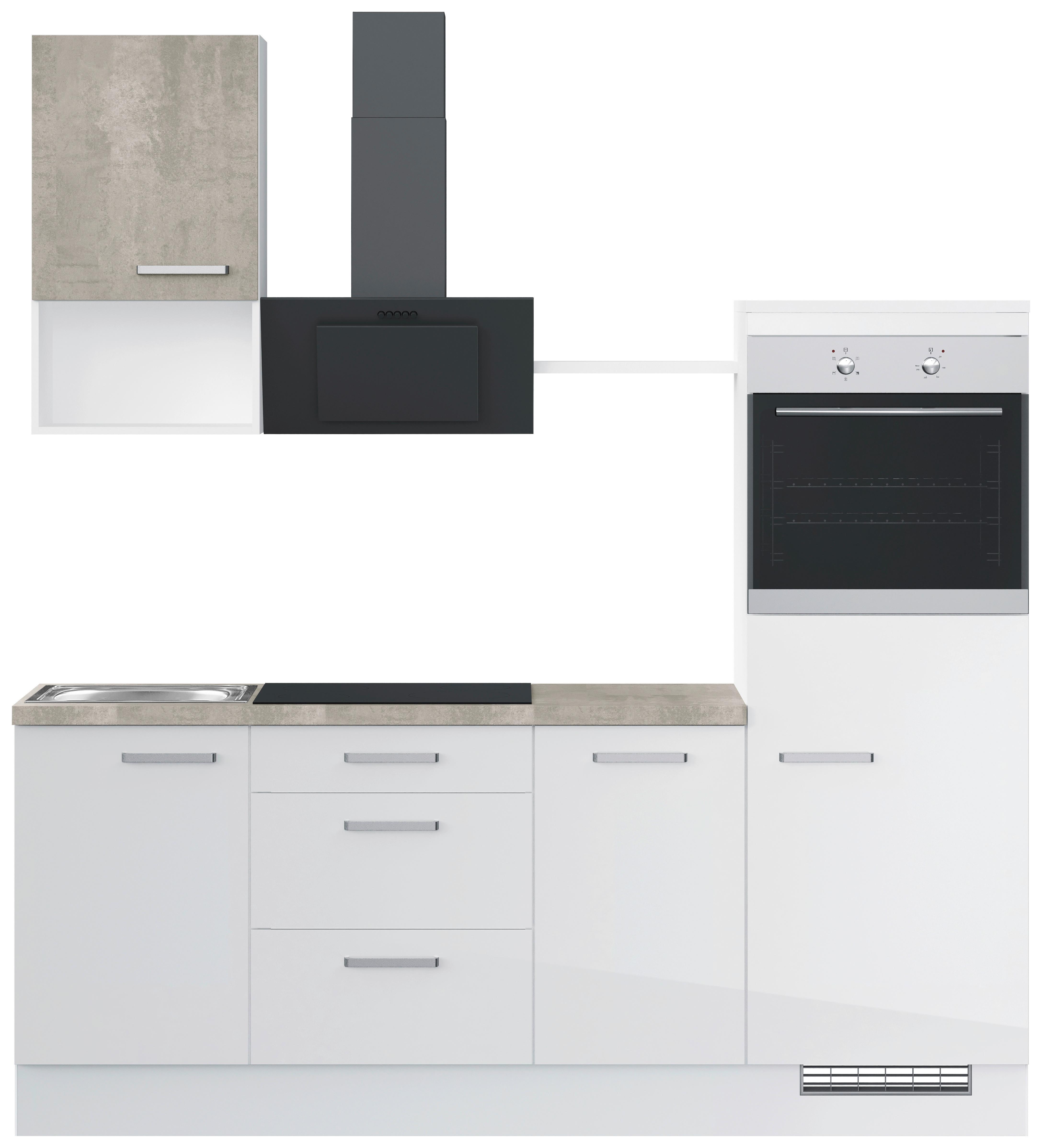 Küchenblock Ip405 Weiß B: 215 Cm - Weiß Hochglanz/Weiß, Trend, Holzwerkstoff (215cm) - Impuls