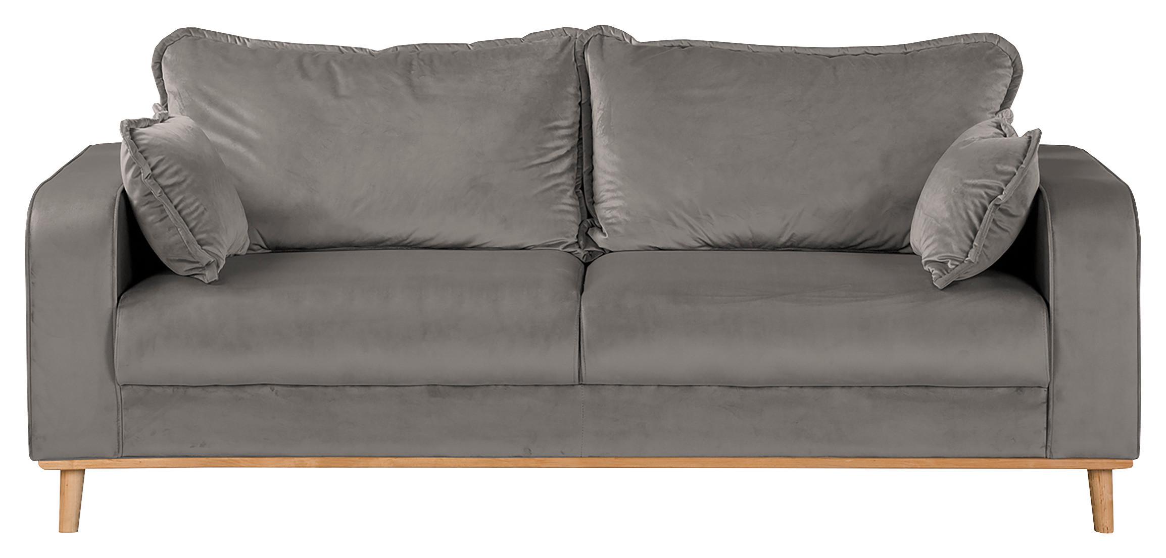 3-Sitzer-Sofa Beata Grau B: 193 cm - Wengefarben/Grau, Design, Textil (193/86/87cm) - Livetastic