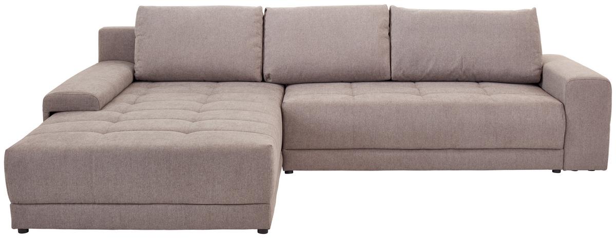 Ecksofa mit Schlaffunktion + Bettkasten Adria Greige - Greige/Schwarz, MODERN, Textil (213/308cm) - Luca Bessoni