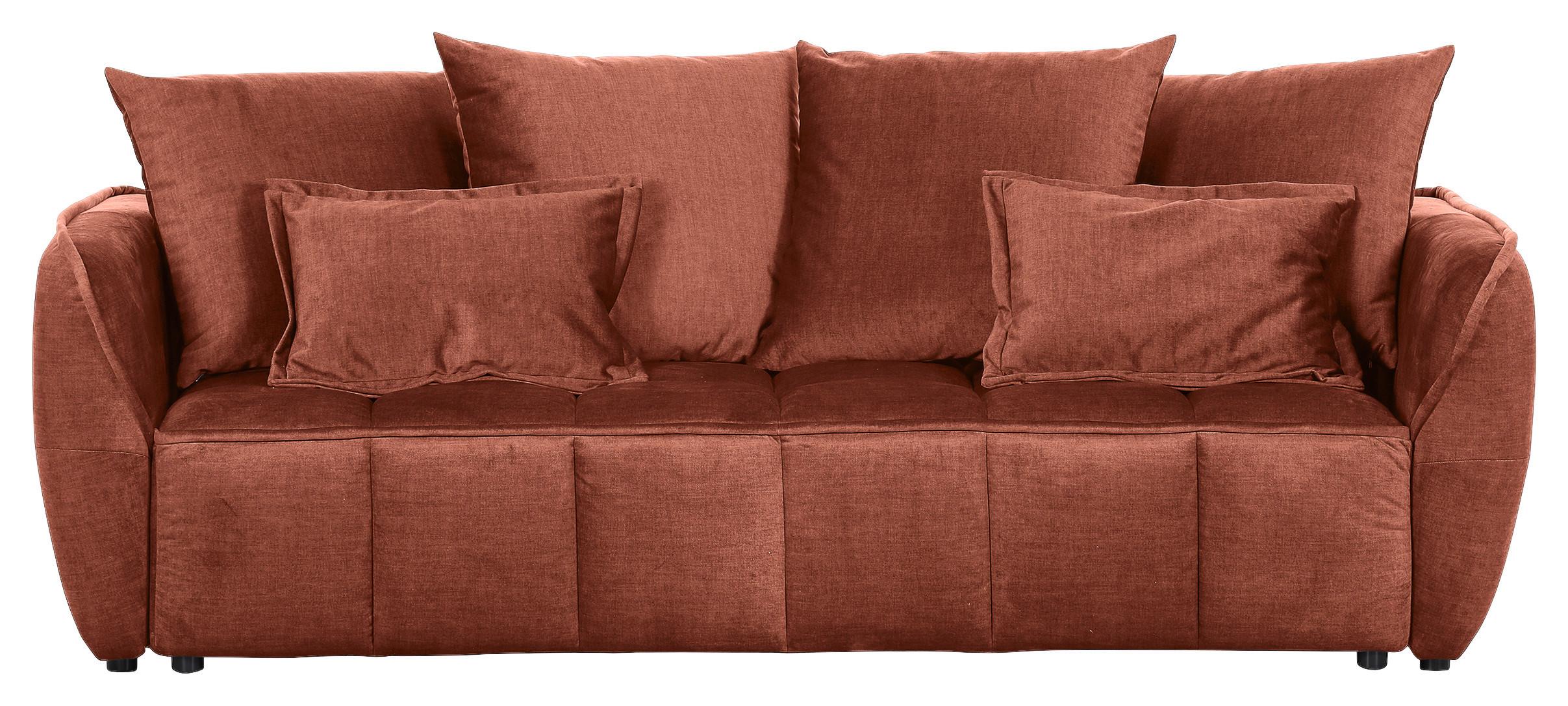 2-Sitzer-Sofa Mit Schlaffunktion Meyford B:250cm - Rostfarben/Schwarz, KONVENTIONELL, Textil (250/70/118cm) - MID.YOU