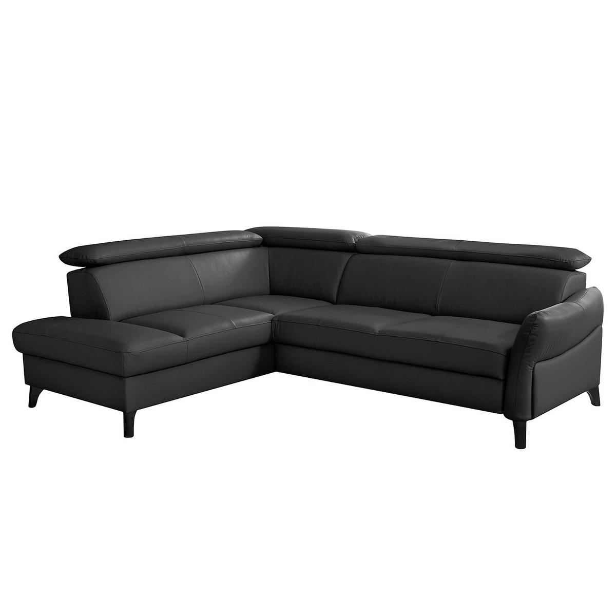 Ecksofa Note New Teilleder Schwarz 199x244 - Schwarz, Design, Leder/Textil (199/244cm) - Livetastic