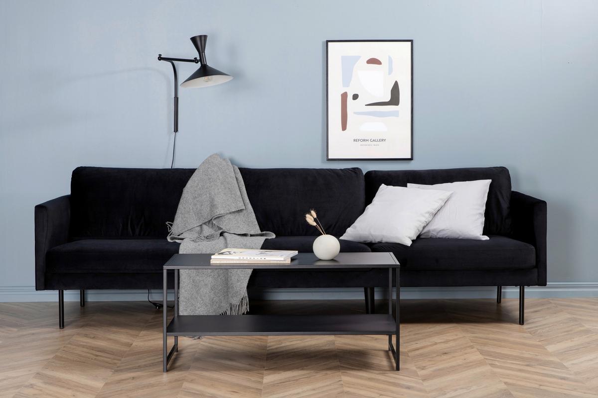 3-Sitzer-Sofa Zoom - Schwarz, Design, Textil/Metall (260/78/80cm) - Livetastic