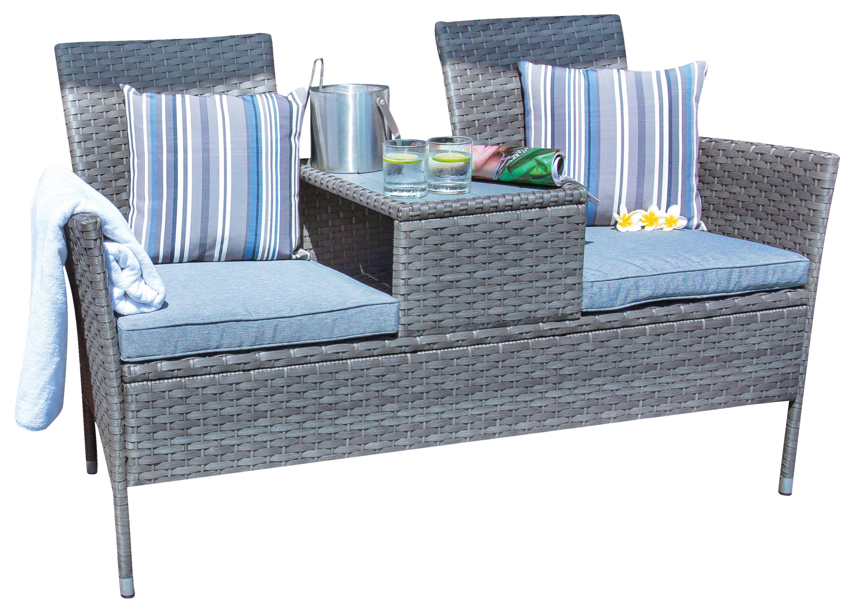 Gartenbank Polyrattan 2-sitzer Pescara Grau Mit Kissen - Grau, MODERN, Kunststoff/Textil (143/87/64.5cm) - Luca Bessoni
