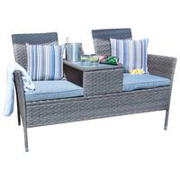 Gartenbank Polyrattan 2-Sitzer Pescara Grau mit Kissen - Grau, MODERN, Kunststoff/Textil (143/87/64.5cm) - Luca Bessoni