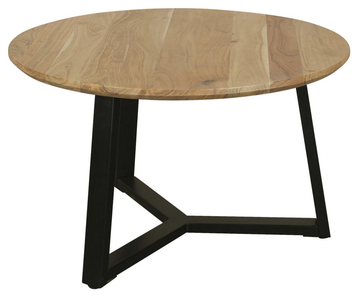 Couchtisch Cross Akaziefarben/schwarz D: 75 Cm - Schwarz/Akaziefarben, Design, Holz/Metall (75/46/75cm) - MID.YOU