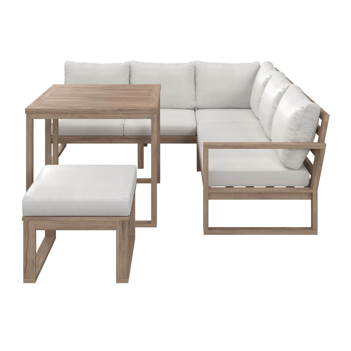 JEDÁLENSKÁ TERASOVÁ SÚPRAVA ANOUK - krémová/sivobiela, Modern, drevo/textil (194/67/71cm) - Bessagi Garden