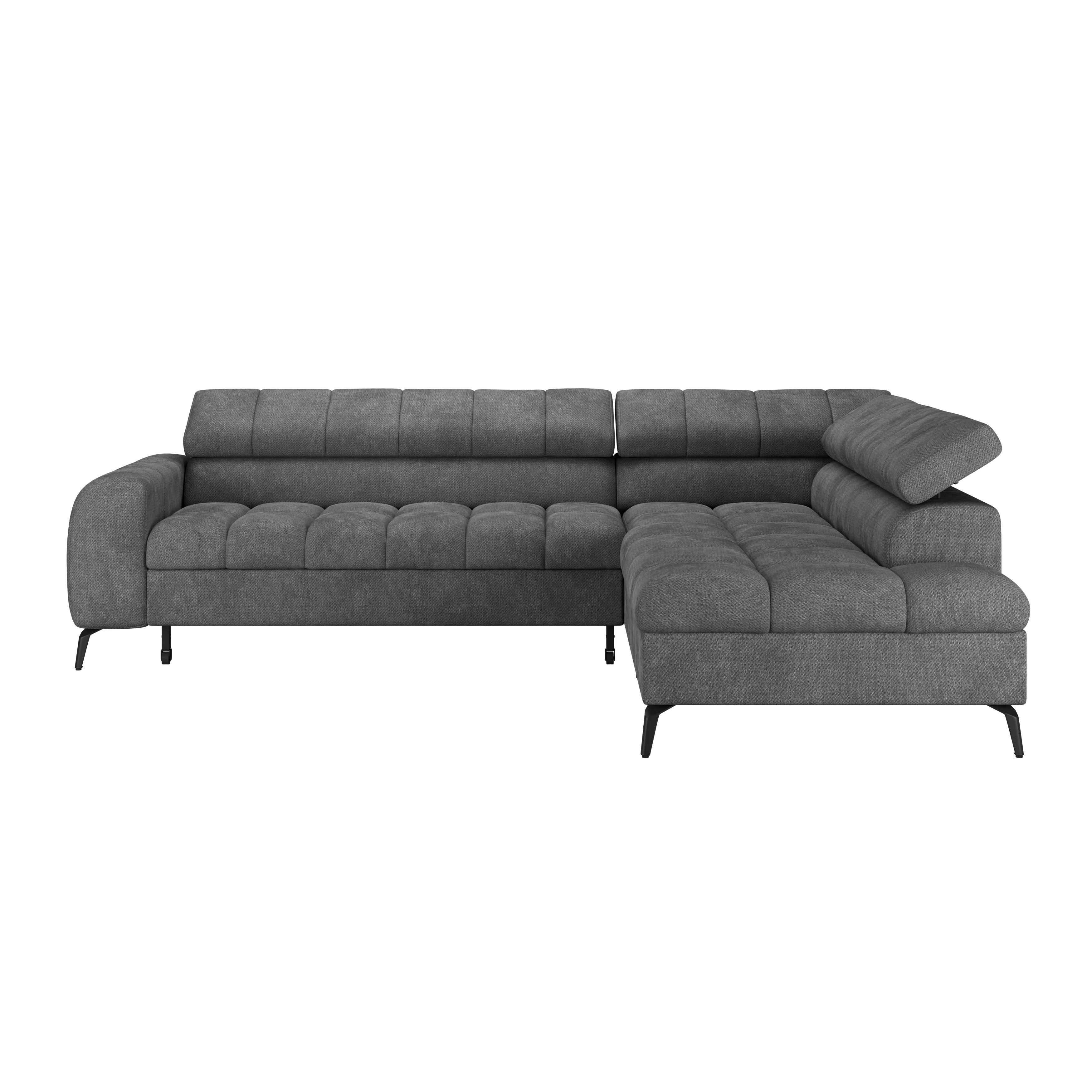 Ecksofa Volf rechts new anthrazit, S: 261x203 cm - Anthrazit/Schwarz, Trend, Kunststoff/Textil (261/203cm)