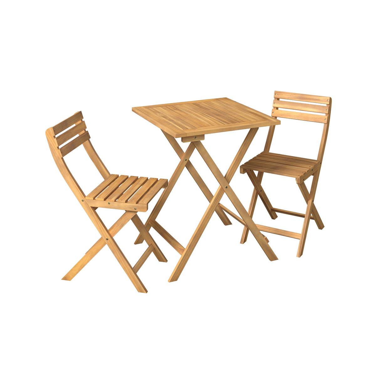 Balkonset Capri - Naturfarben/Akaziefarben, MODERN, Holz (60/60/74cm) - Beldano