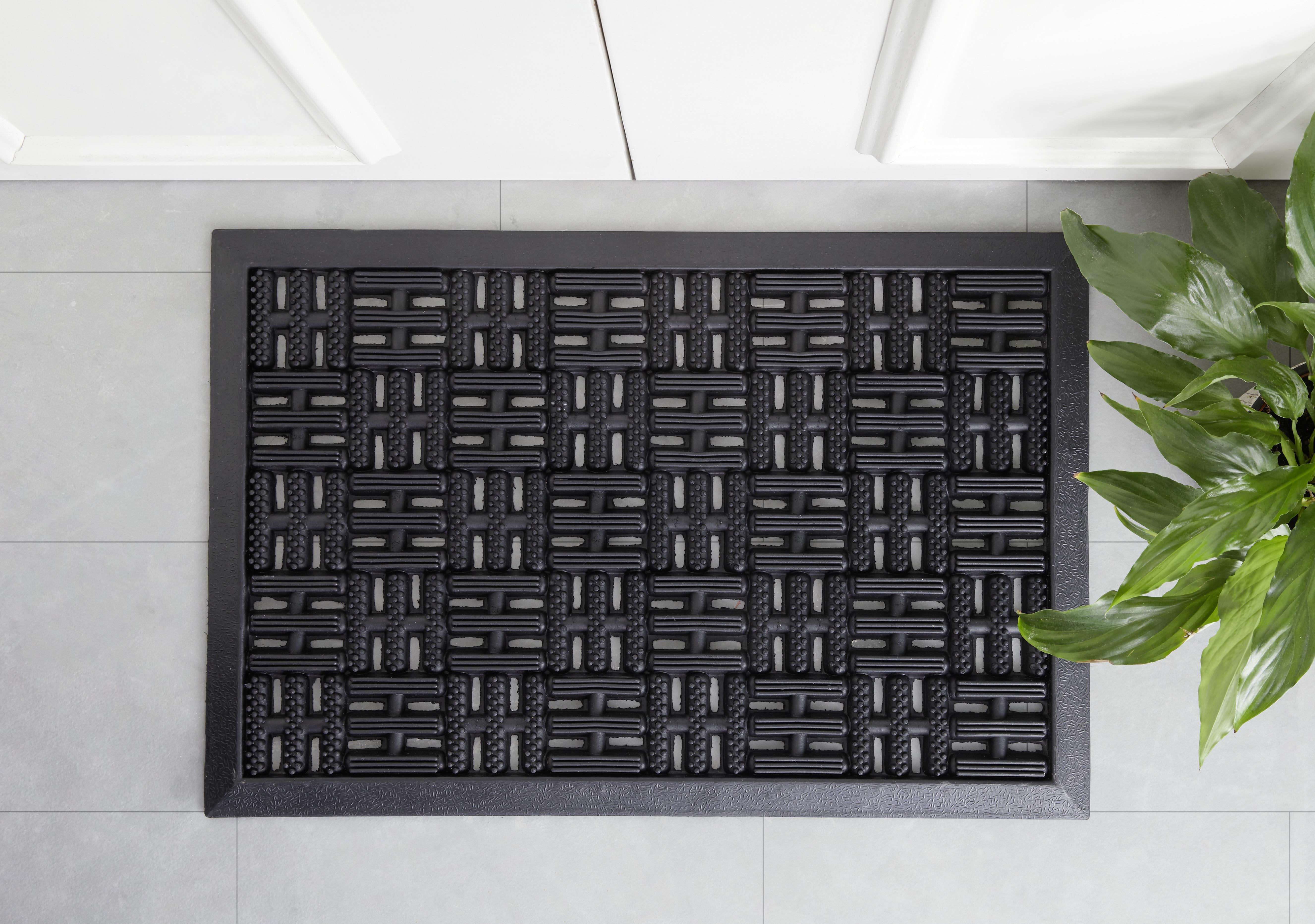 Dveřní Rohožka Karo, 40/60 Cm - černá, Basics, plast (40/60cm) - Modern Living