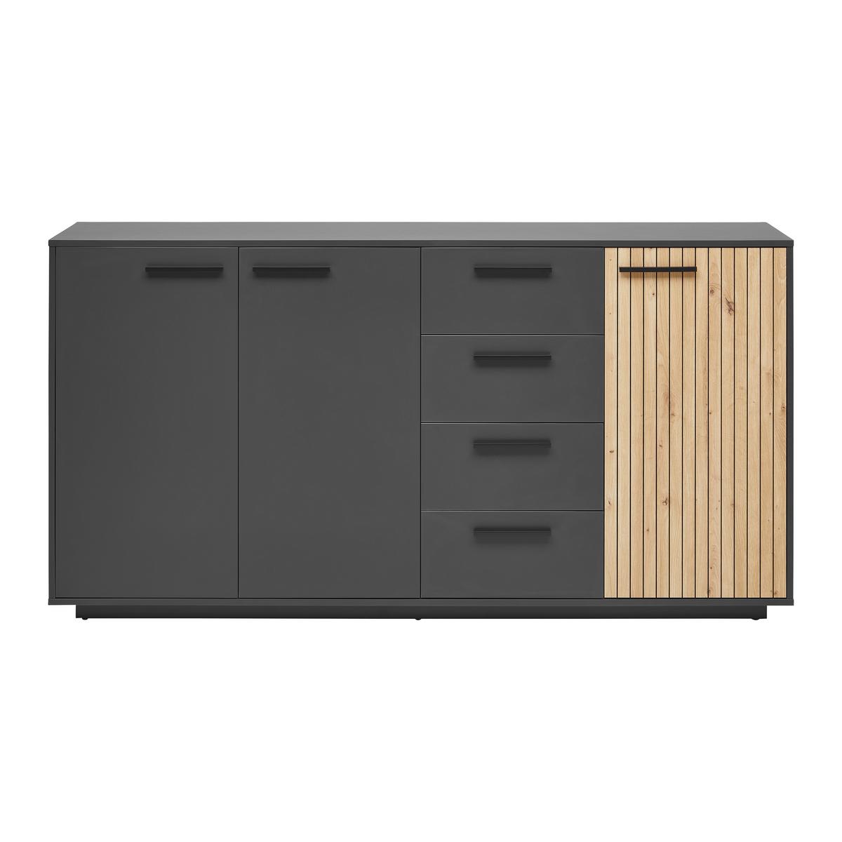 ŠIROKÁ KOMODA LUKAS -EXKLUSIV- - černá/antracitová, Moderní, kompozitní dřevo/plast (183,6/95,4/40,2cm) - Mömax