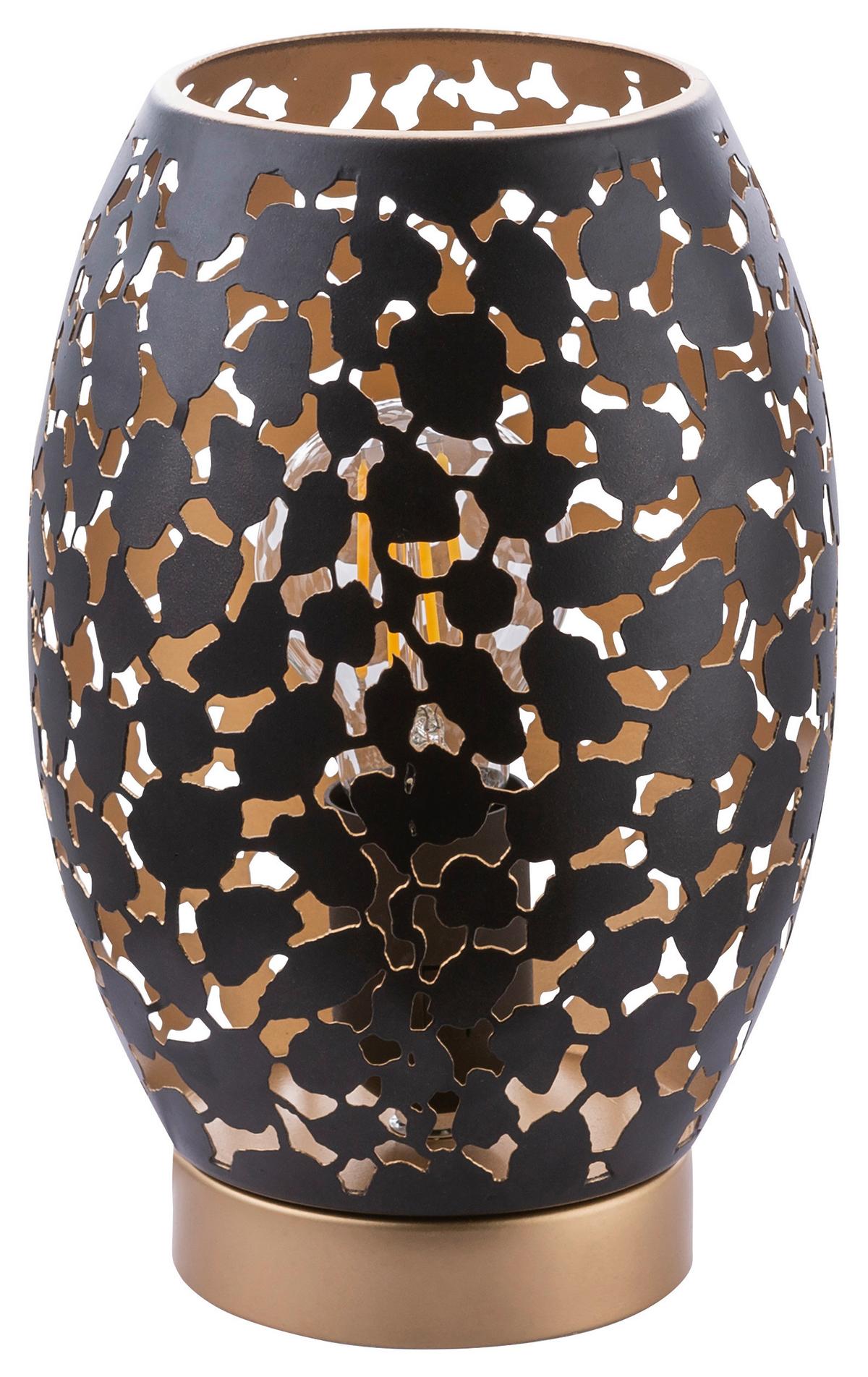 Tischlampe Narri Schwarz/gold Klein Und Kompakt Mit Schalter - Goldfarben/Schwarz, Basics, Metall (15/23cm) - Globo