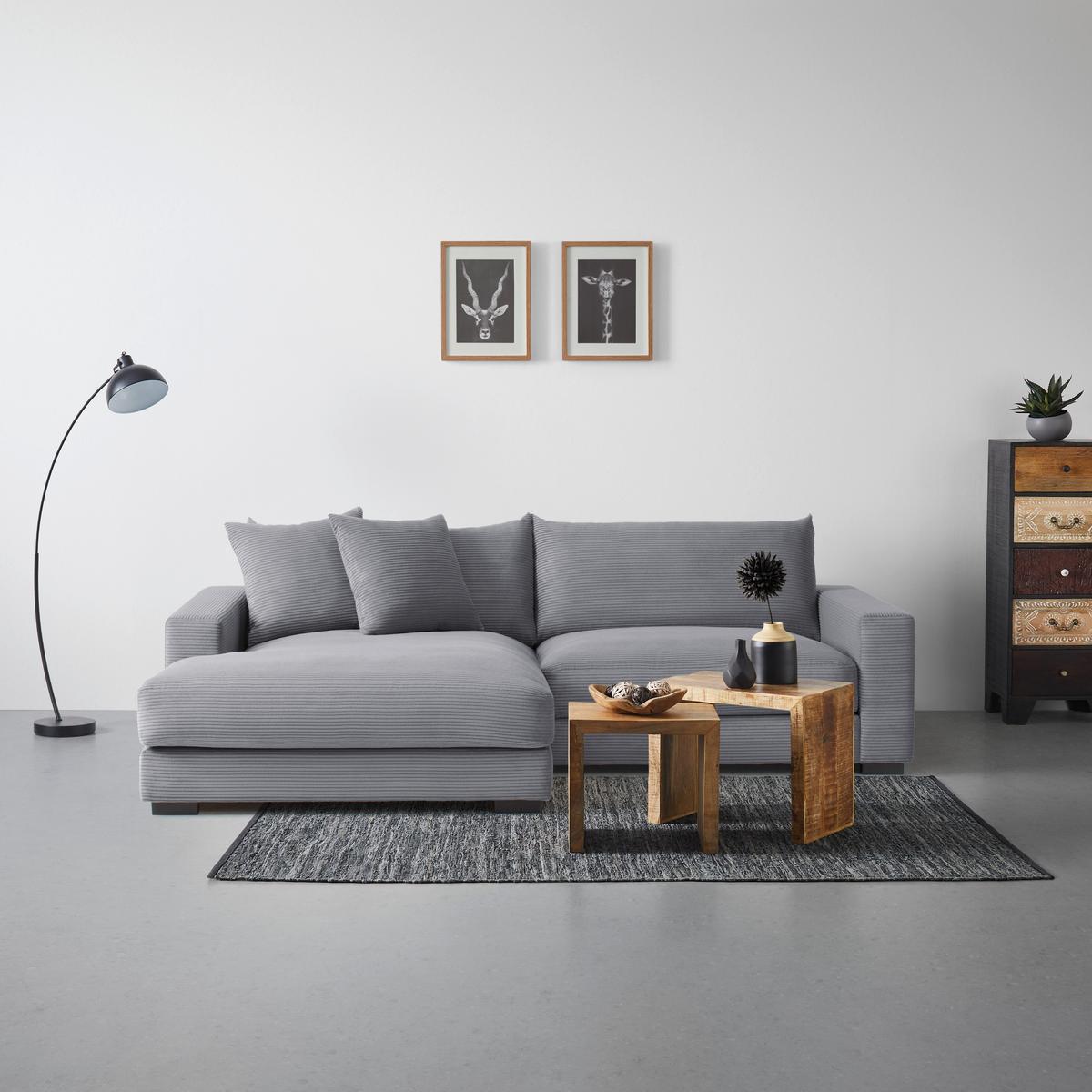 Rohová sedačka PEDRO, ľavá, sivý menčester - sivá, Modern, textil (180/265cm) - Mömax