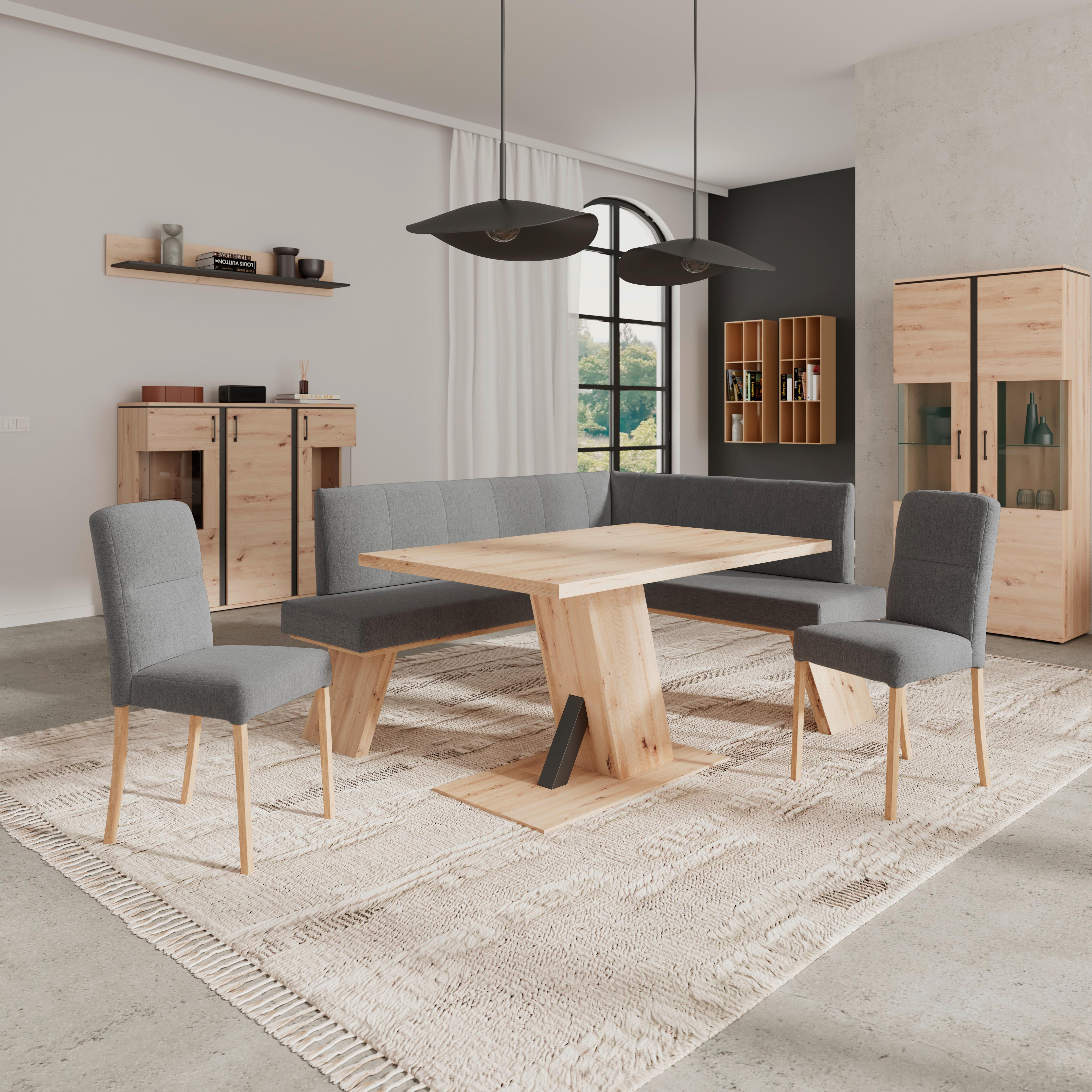 Eckbank Emma Ii - Eichefarben/Anthrazit, KONVENTIONELL, Holzwerkstoff/Textil (185/150cm)