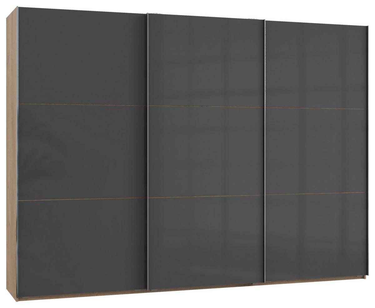 Schwebetürenschrank B: 300 Cm Level Grau/eichefarben - Eichefarben/Grau, MODERN, Holzwerkstoff (300/216/65cm) - MID.YOU