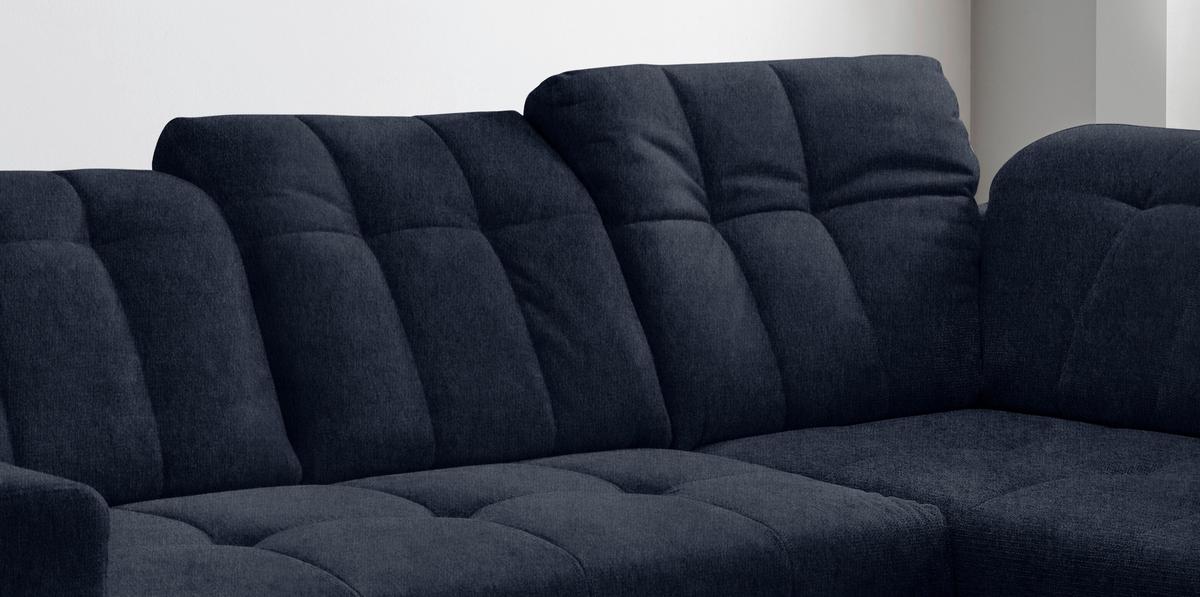 Ecksofa Mit Usb Anschluss Sano, Dunkelblau,s: 261x200 Cm - Schwarz/Dunkelblau, MODERN, Textil (261/200cm) - Livetastic