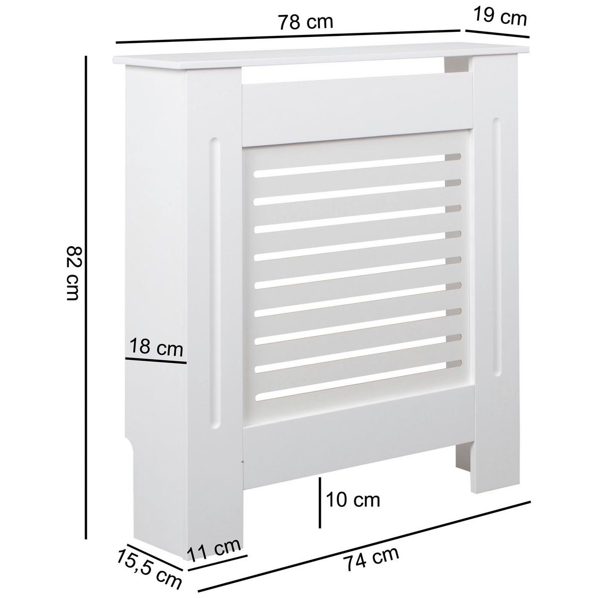 Dekoračný kryt na radiátor WOHNLING - biela, Modern, kompozitné drevo (78/82/19cm) - MID.YOU