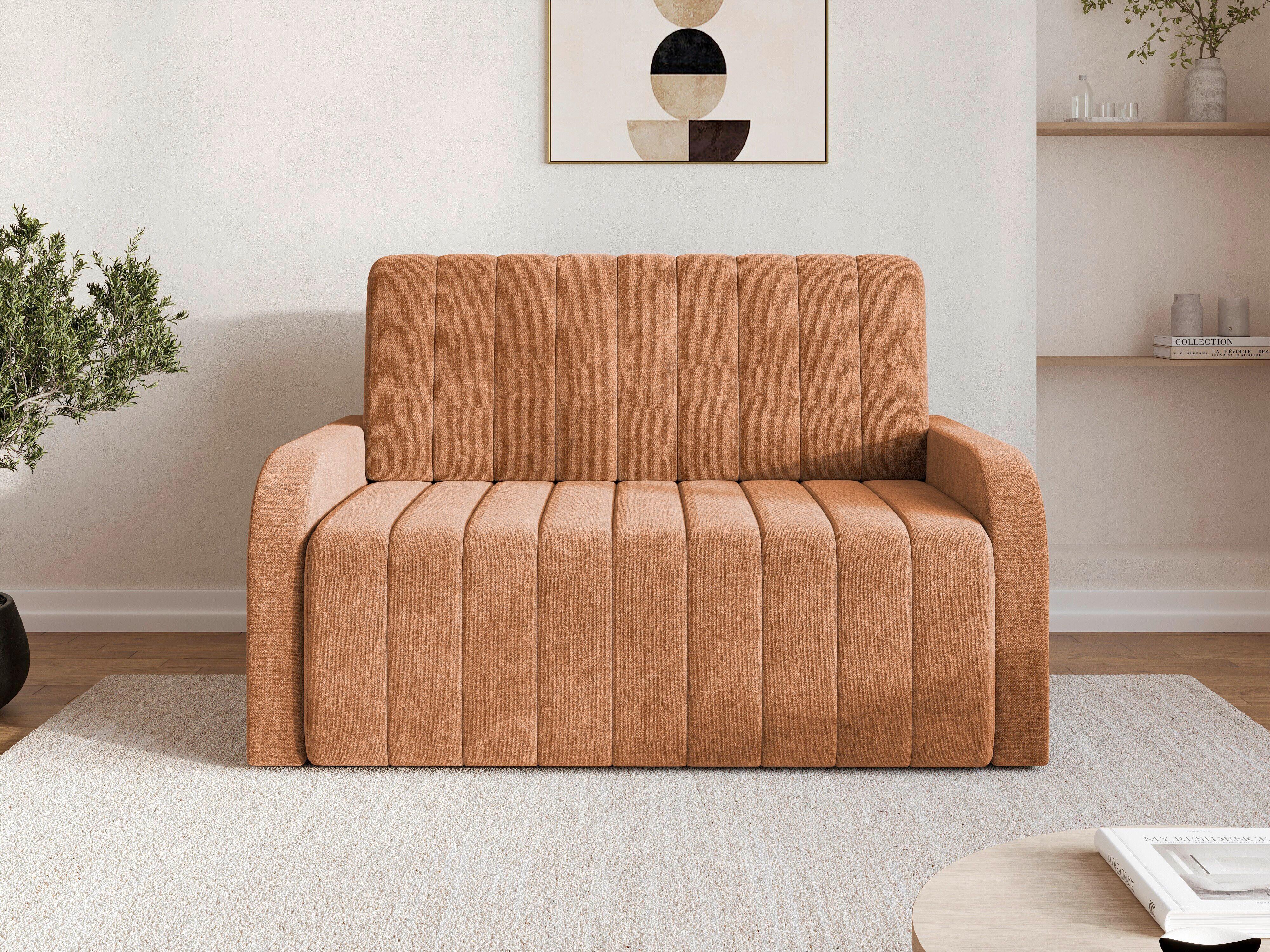 Schlafsofa Alaska Rostfarben, B: 141 cm - Rostfarben/Schwarz, Design, Textil (141/90/104cm) - MID.YOU