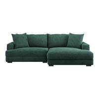 Ecksofa Pelle mit Kissen Dunkelgrün Cord 265x180 cm - Dunkelgrün/Schwarz, MODERN, Textil (265/180cm)