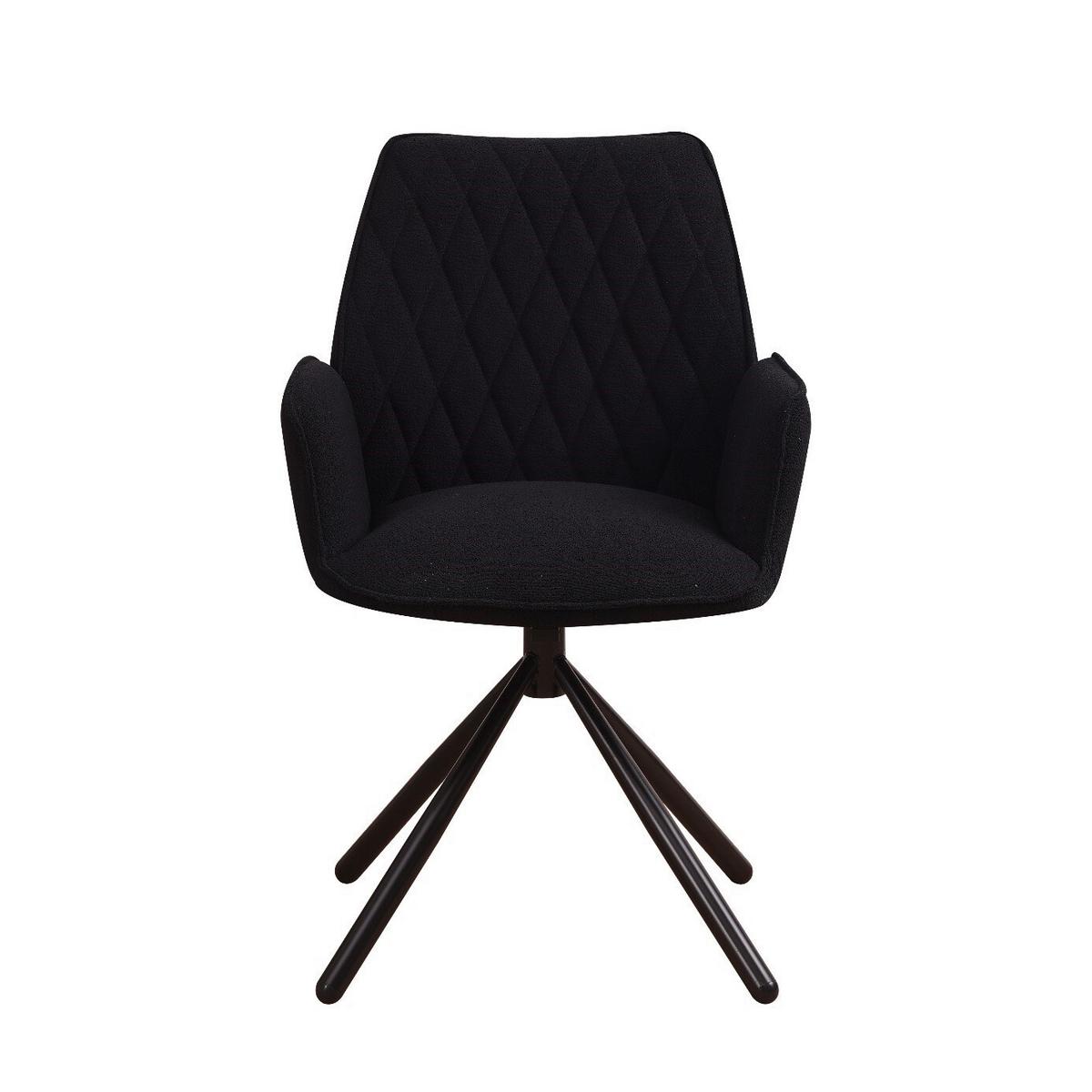 Armlehnstuhl Reims Schwarz Gepolstert 2er-Set - Schwarz, Design, Textil/Metall (56/97/52,5cm) - MID.YOU