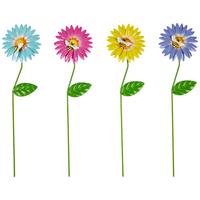 Gartenstecker Fidel Blume Multicolor H: 38 cm - Blau/Pink, KONVENTIONELL, Metall (9/38/2cm) - Luca Bessoni