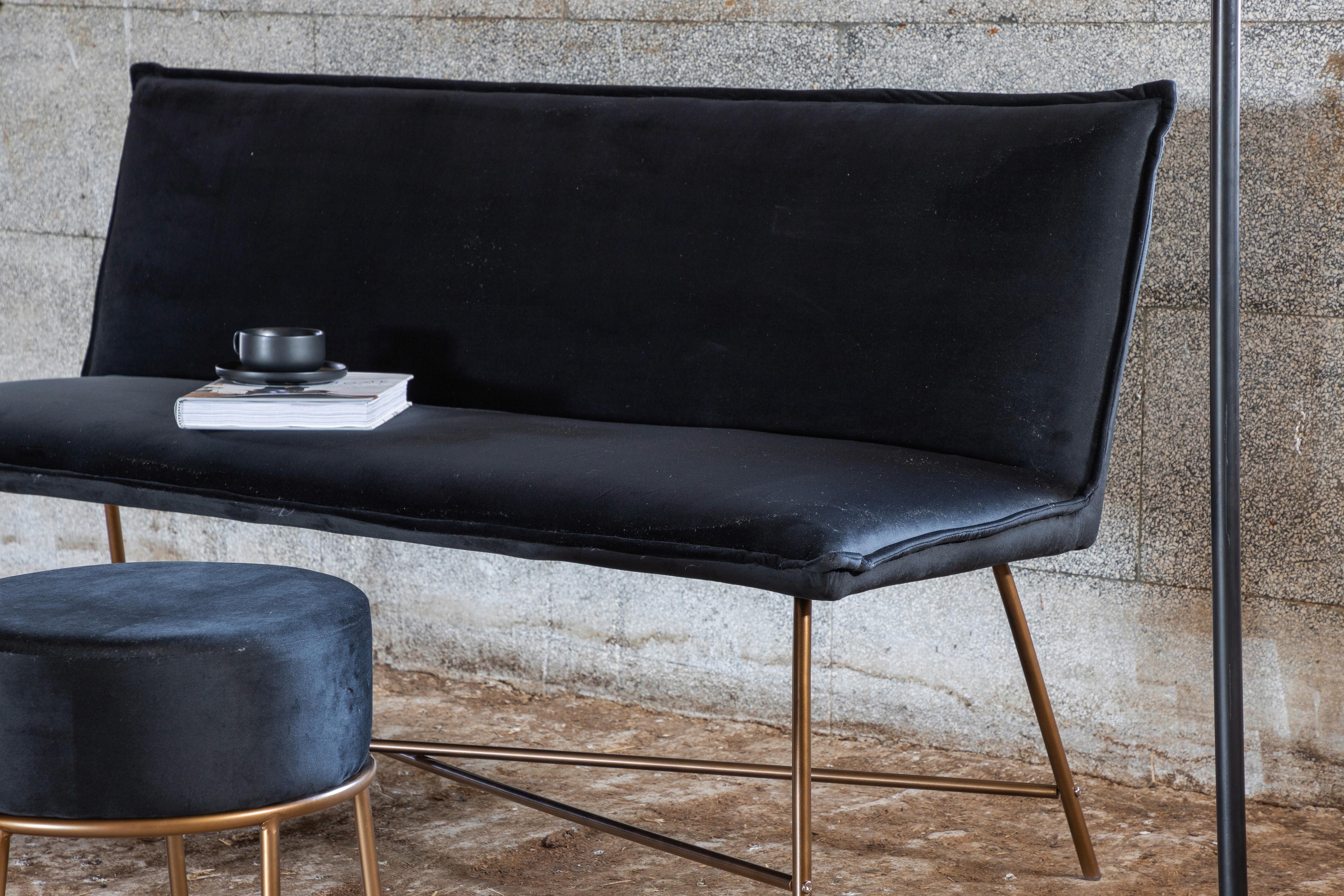 2-Sitzer-Sofa Petra - Schwarz/Kupferfarben, Design, Textil/Metall (160/86/67cm) - Livetastic