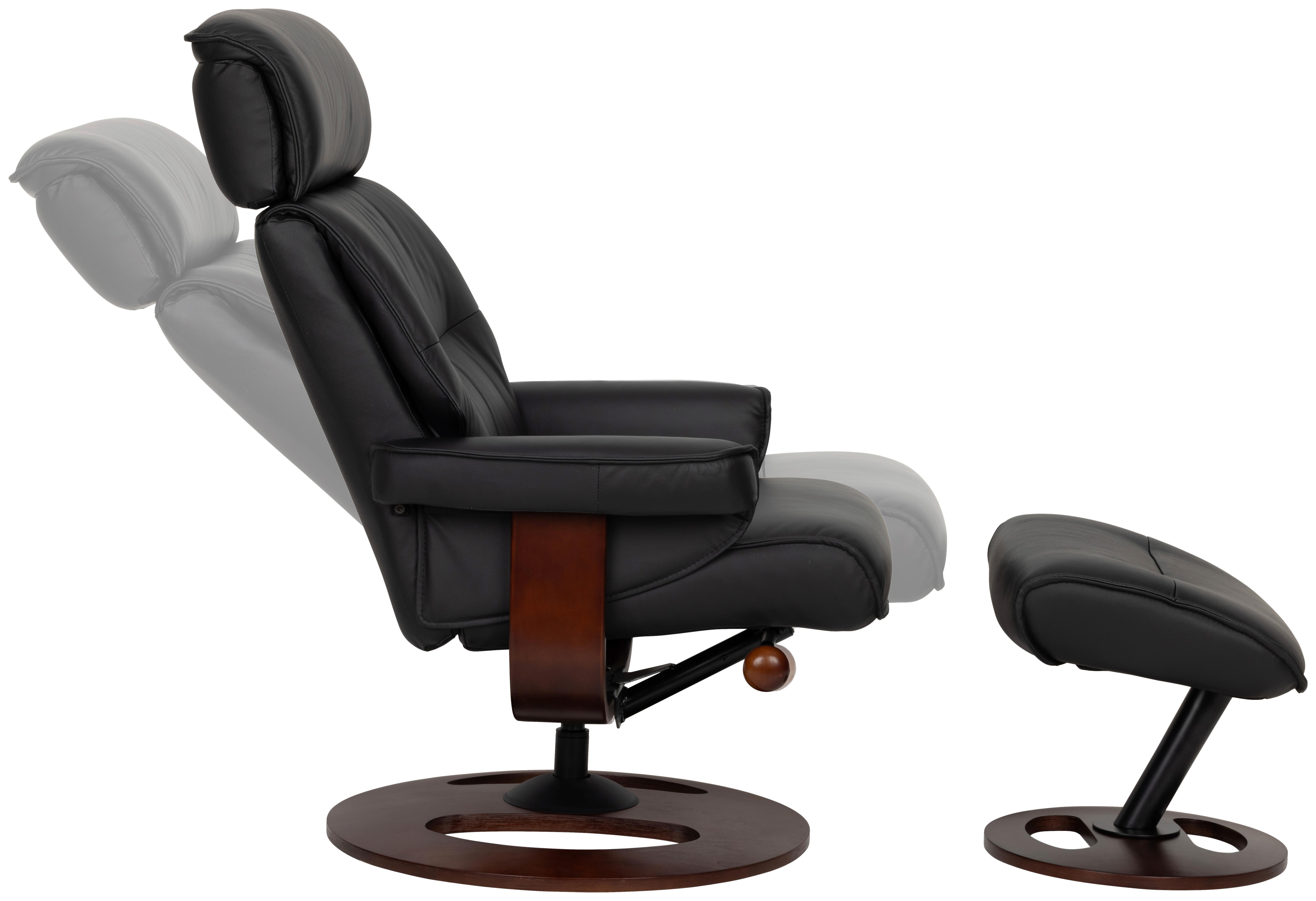 Relaxsessel Calm Schwarz B: 76 cm - Walnussfarben/Schwarz, Basics, Leder/Holz (76/106/90cm) - Livetastic