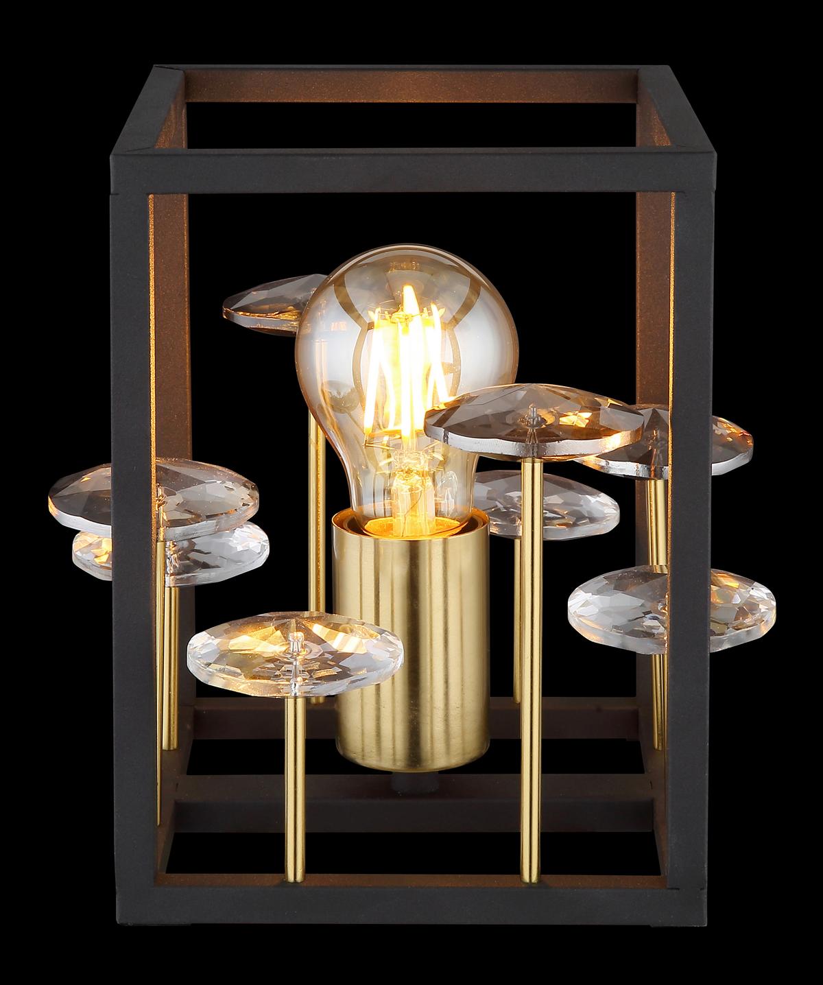 Tischleuchte 15644t - Klar/Goldfarben, Basics, Glas/Kunststoff (15/15/20cm) - Globo