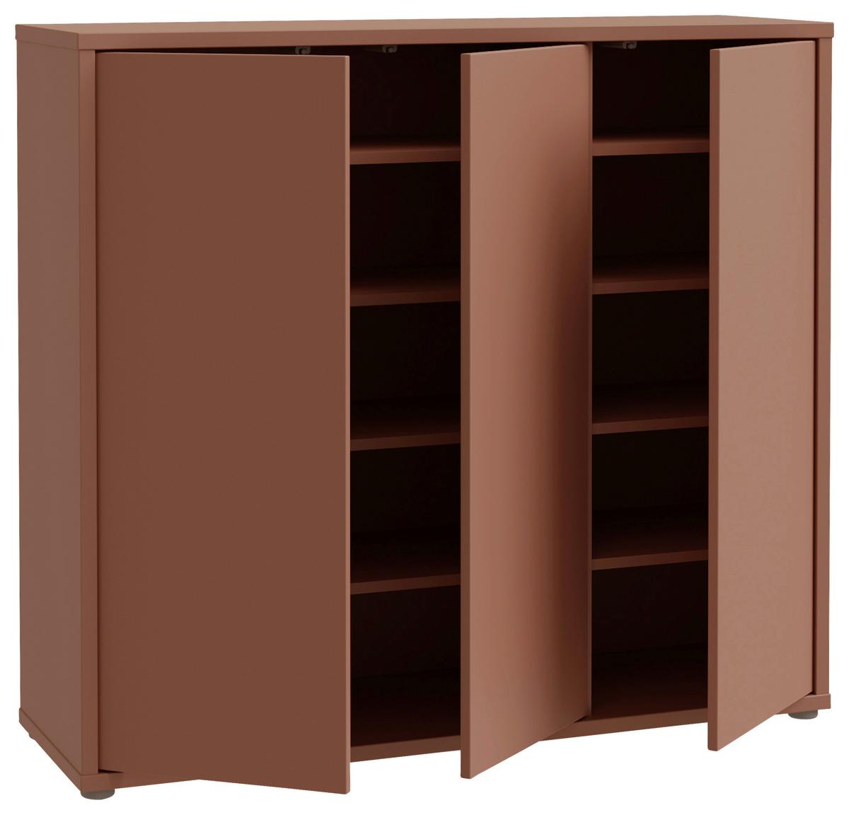Skriňa na topánky ALICE terracotta - sivá/terakotová, Modern, kompozitné drevo/plast (109,2/99,1/34,9cm)