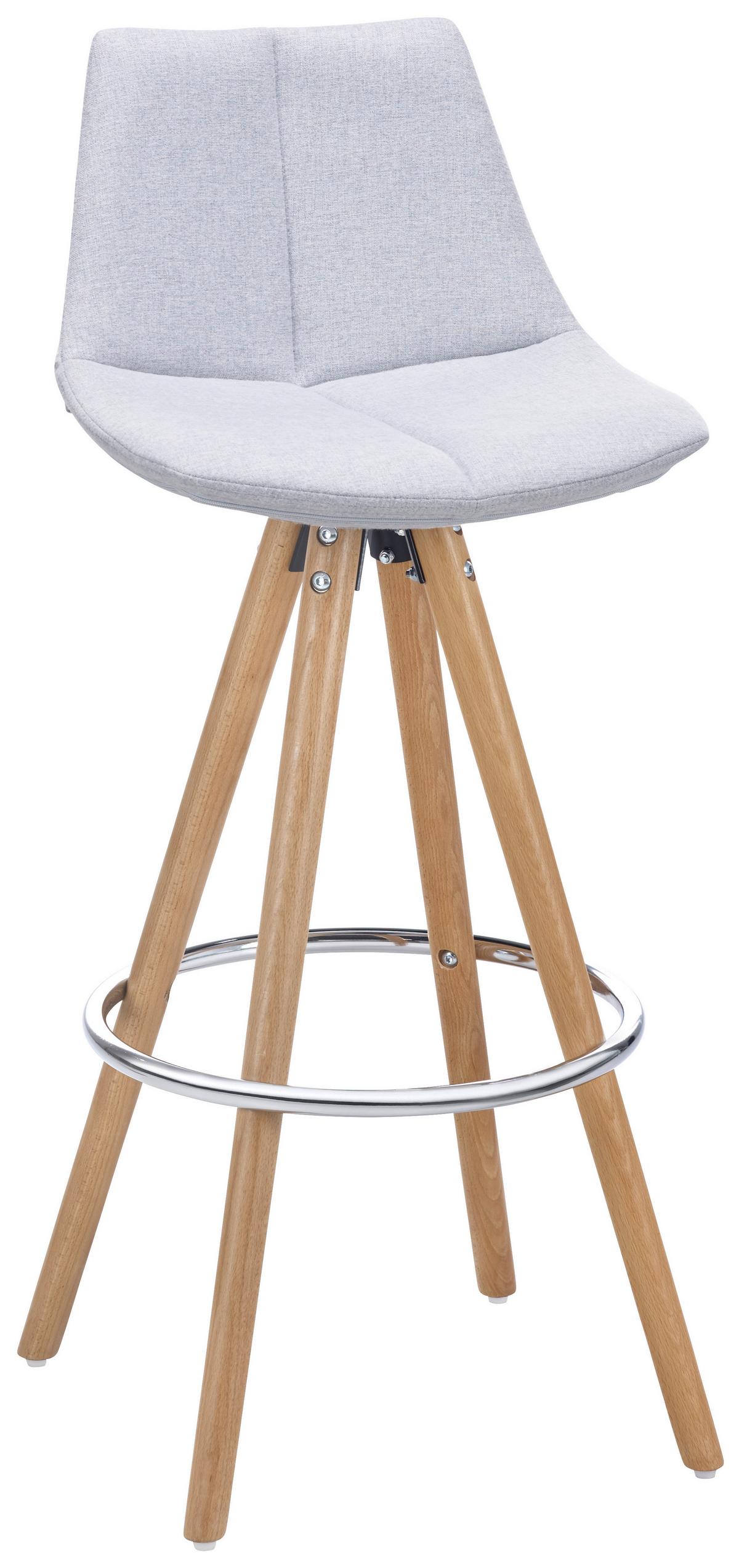 Barová židle Nelo - světle šedá/barvy chromu, Moderní, kov/dřevo (42/100/33cm) - Modern Living