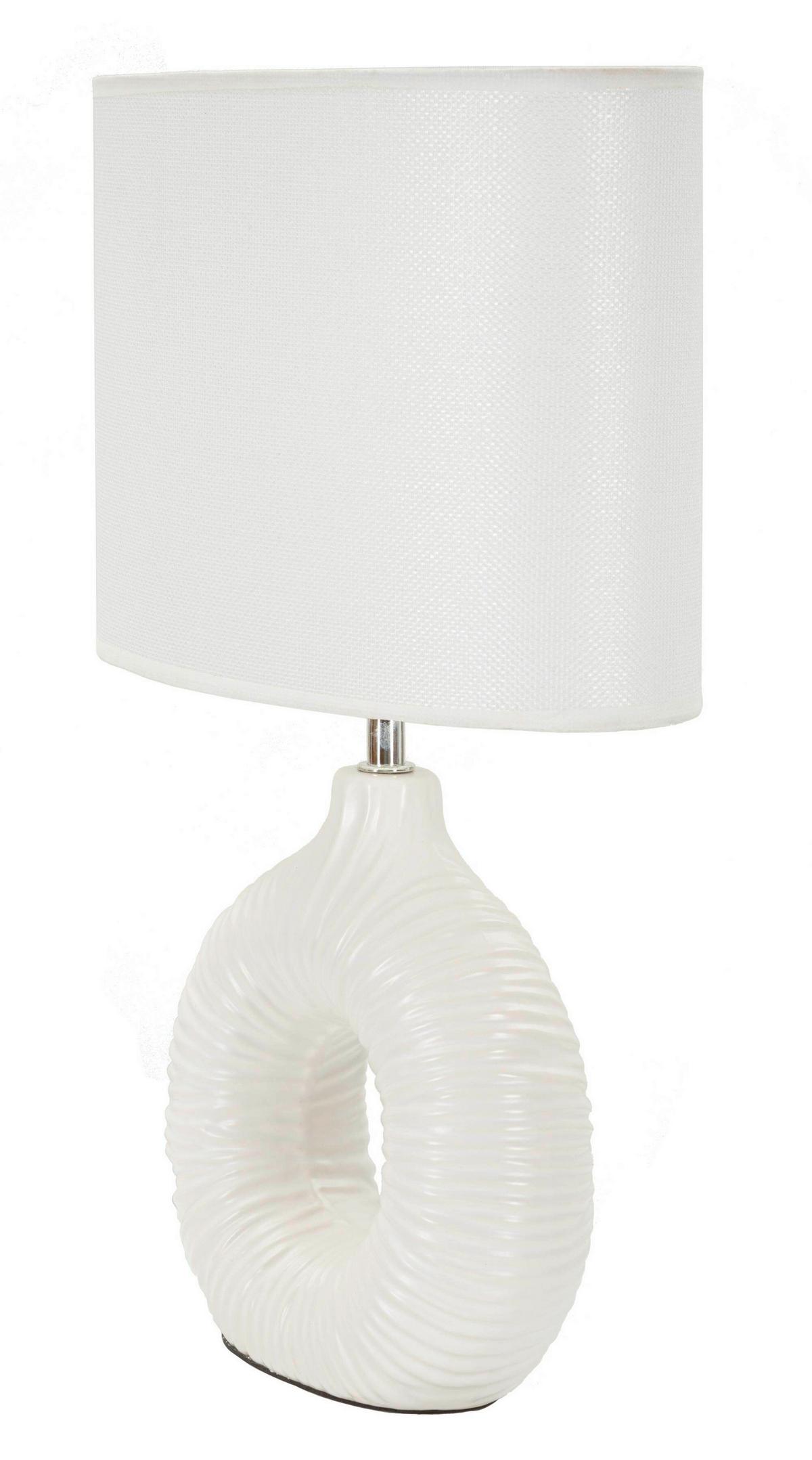 Tischleuchte Seta Weiß B: 28,5 cm - Weiß, Basics, Keramik/Textil (28.5/15/43cm)