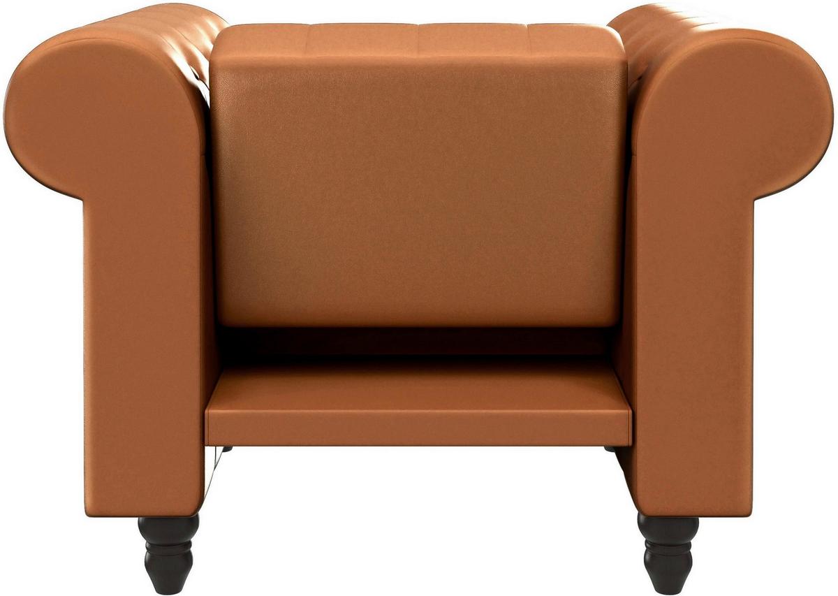 Sessel Firenze Cognac, Relaxfunktion - Cognac/Schwarz, Basics, Textil (111/83/87cm) - Livetastic