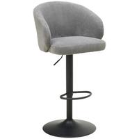 Barhocker höhenverstellbar mit Lehne Wisal Cord Grau - Schwarz/Grau, KONVENTIONELL, Textil/Metall (54/91-112/52cm) - MID.YOU