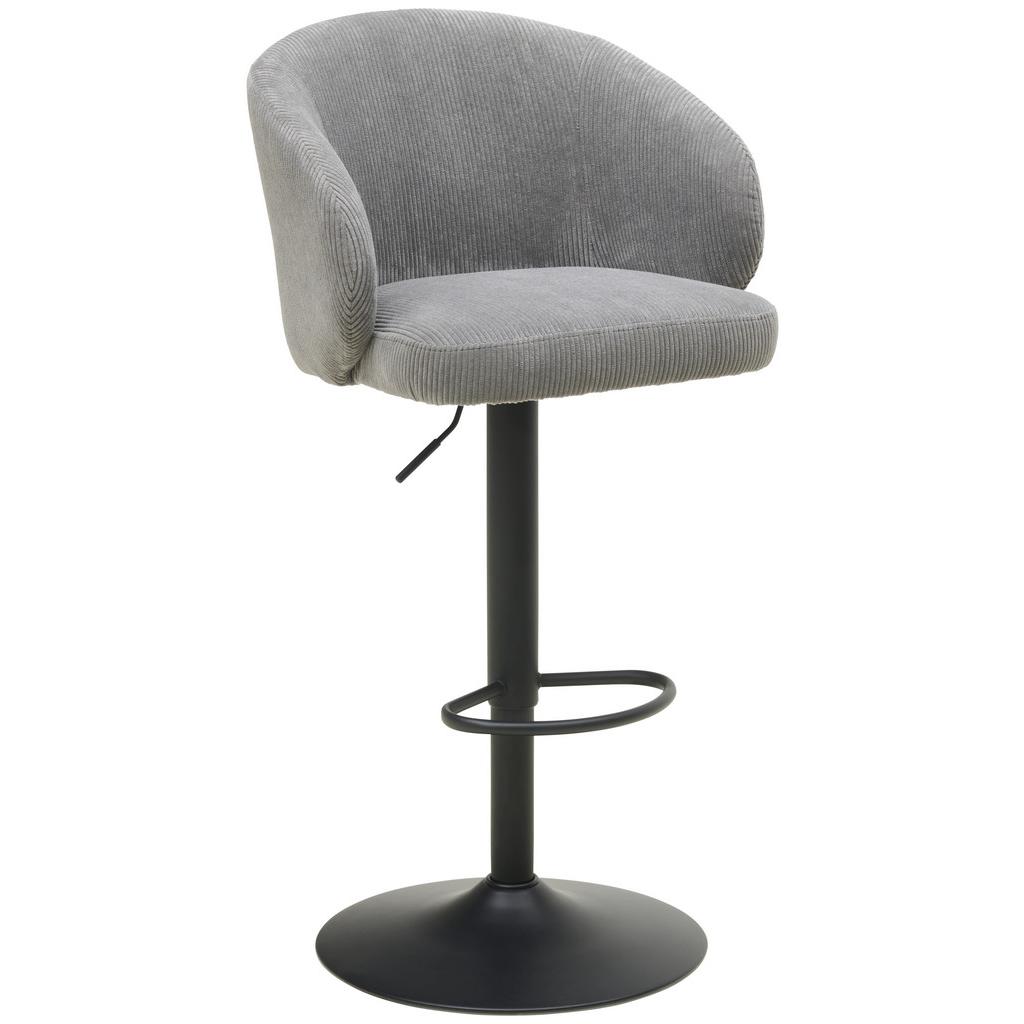 Barhocker Höhenverstellbar Mit Lehne Wisal Cord Grau