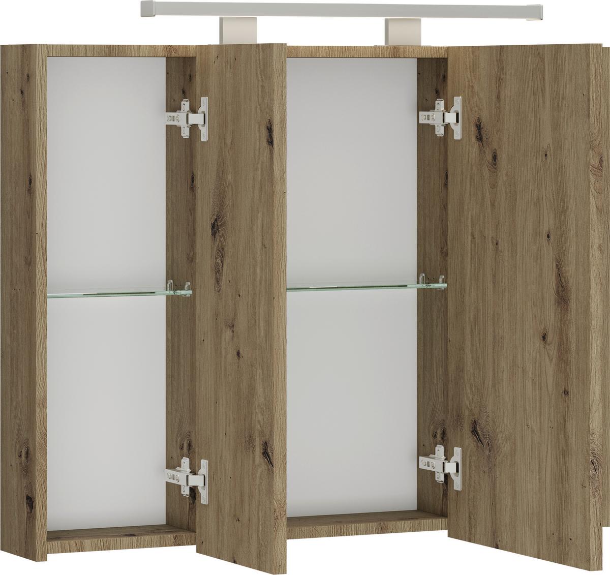 Spiegelschrank C-Line Eichefarben B: 90 cm - Eichefarben, MODERN, Glas/Holzwerkstoff (90/74/18cm) - Stylife