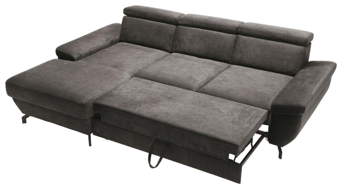 Ecksofa Rima - Anthrazit/Silberfarben, MODERN, Textil (182/262cm) - Trendmanufaktur
