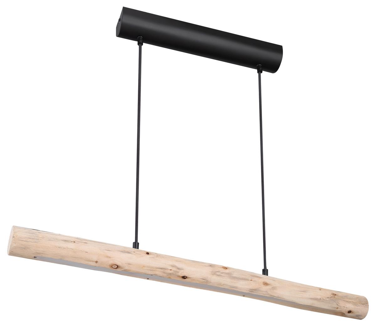 Hängeleuchte Mella H: 150 cm 1-Flammig - Schwarz/Naturfarben, Basics, Holz/Metall (80/7/150cm) - Globo