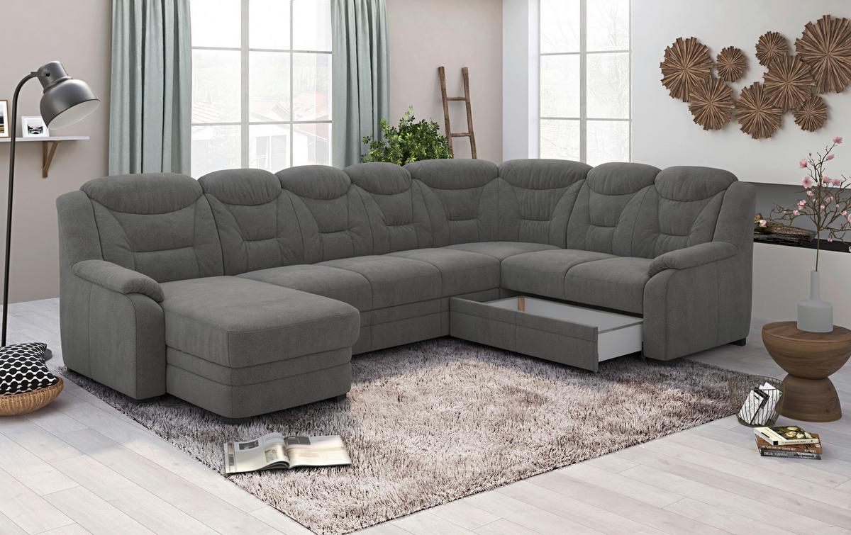 Sedacia súprava MARCUS, pravá, antracitová ženilka - čierna/antracitová, Basics, textil/plast (162/330/211cm) - MID.YOU