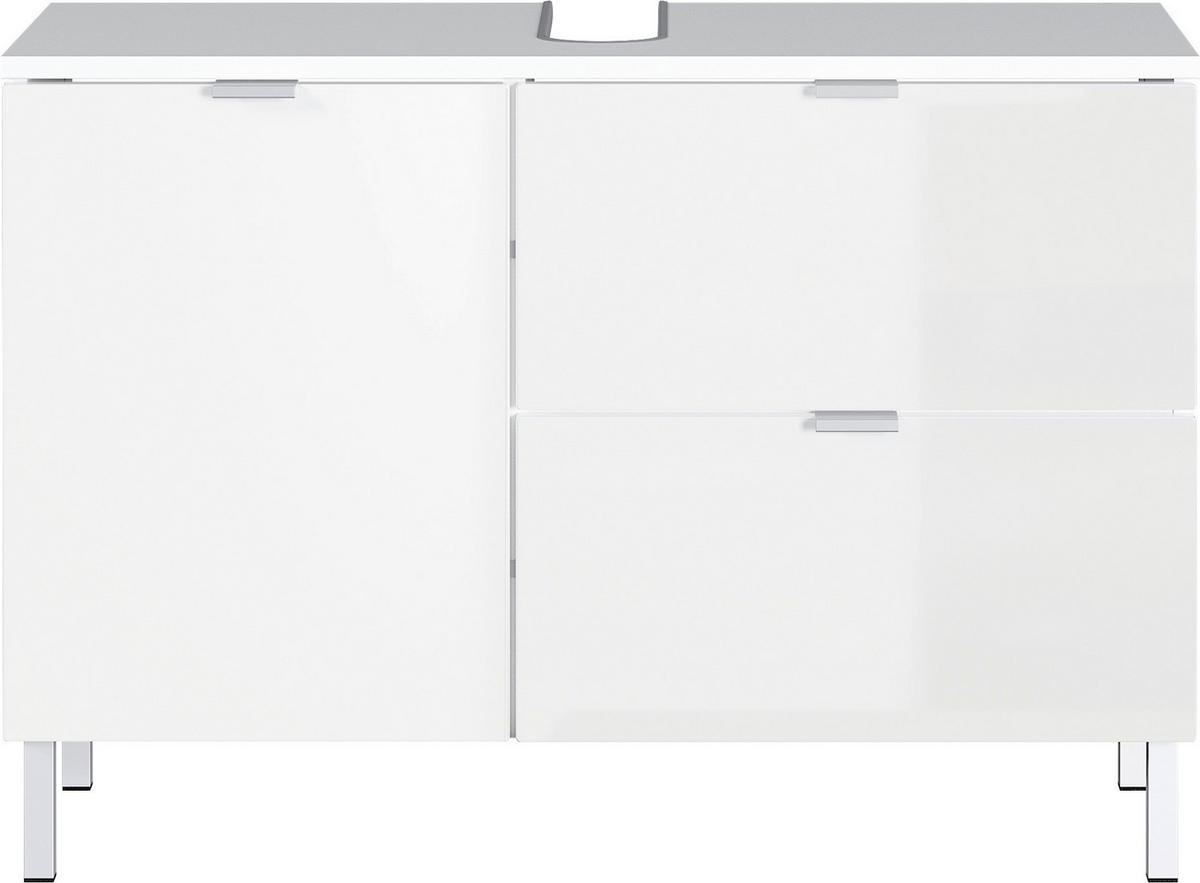 Waschbeckenunterschrank Gw-Mauresa B: 80 Cm - Chromfarben/Weiß, KONVENTIONELL, Holzwerkstoff (80/56/34cm) - Germania