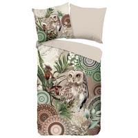 Wendebettwäsche Kirja Braun Grün Beige 155x220 Cm - Beige/Braun, Design, Textil (155/220cm)