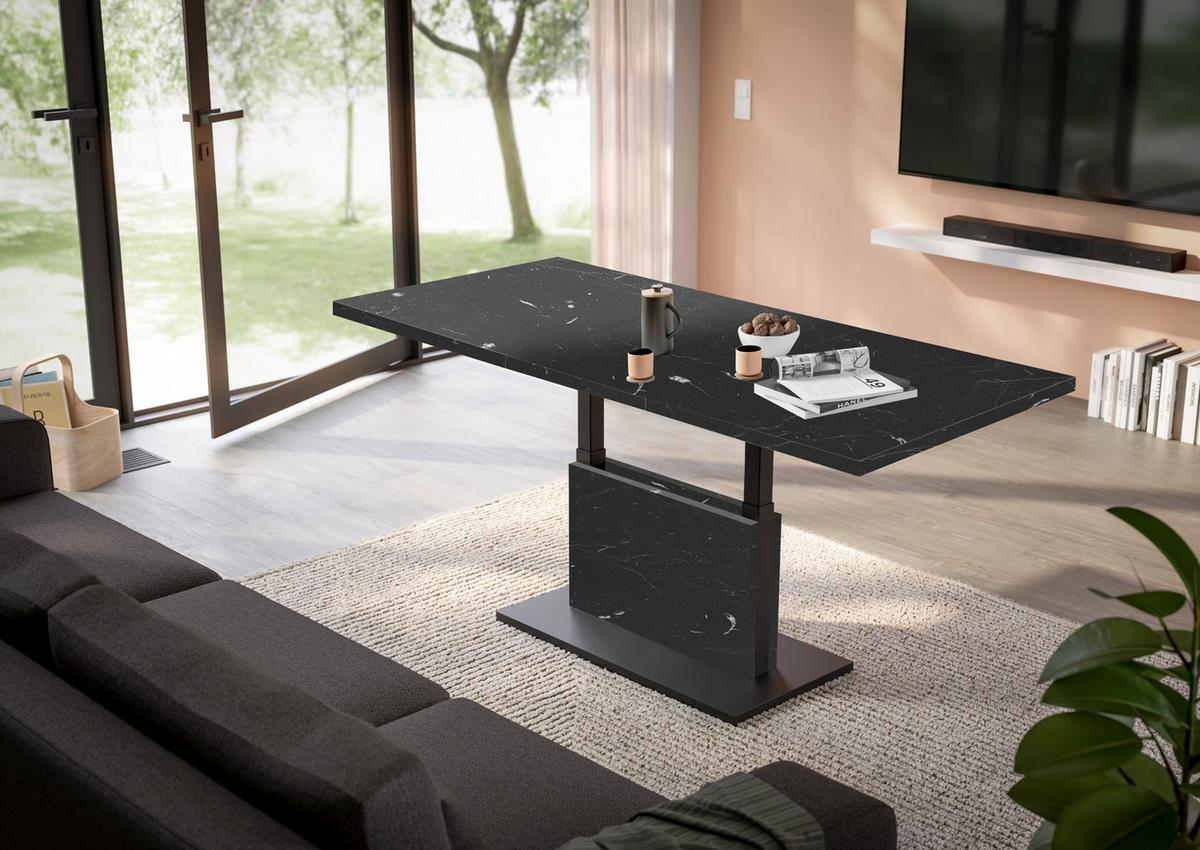 Couchtisch Lift Schwarz B: 120 Cm - Schwarz/Eiche Artisan, Design, Holzwerkstoff/Metall (120-160/56-75/70cm) - MID.YOU