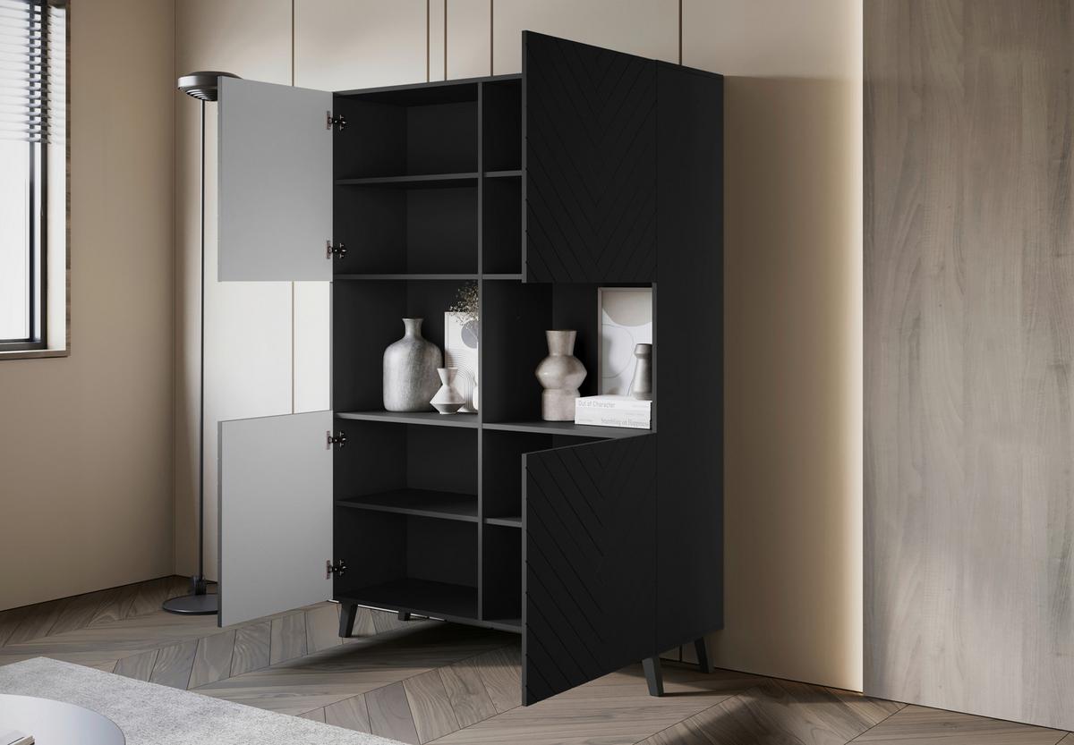 Vysoká komoda PHUKET š: 120 cm - černá, Design, kompozitní dřevo/plast (120/172/39,1cm) - Livetastic