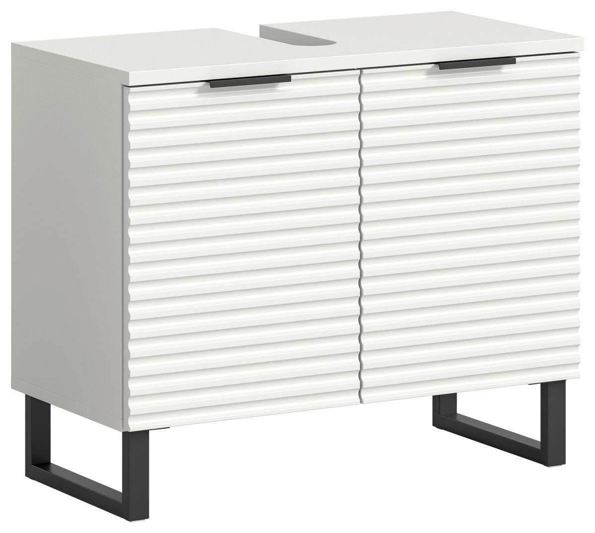 Waschbeckenunterschrank Riff Weiß B: 70 cm - Schwarz/Weiß, MODERN, Holzwerkstoff (70/59/34cm) - MID.YOU